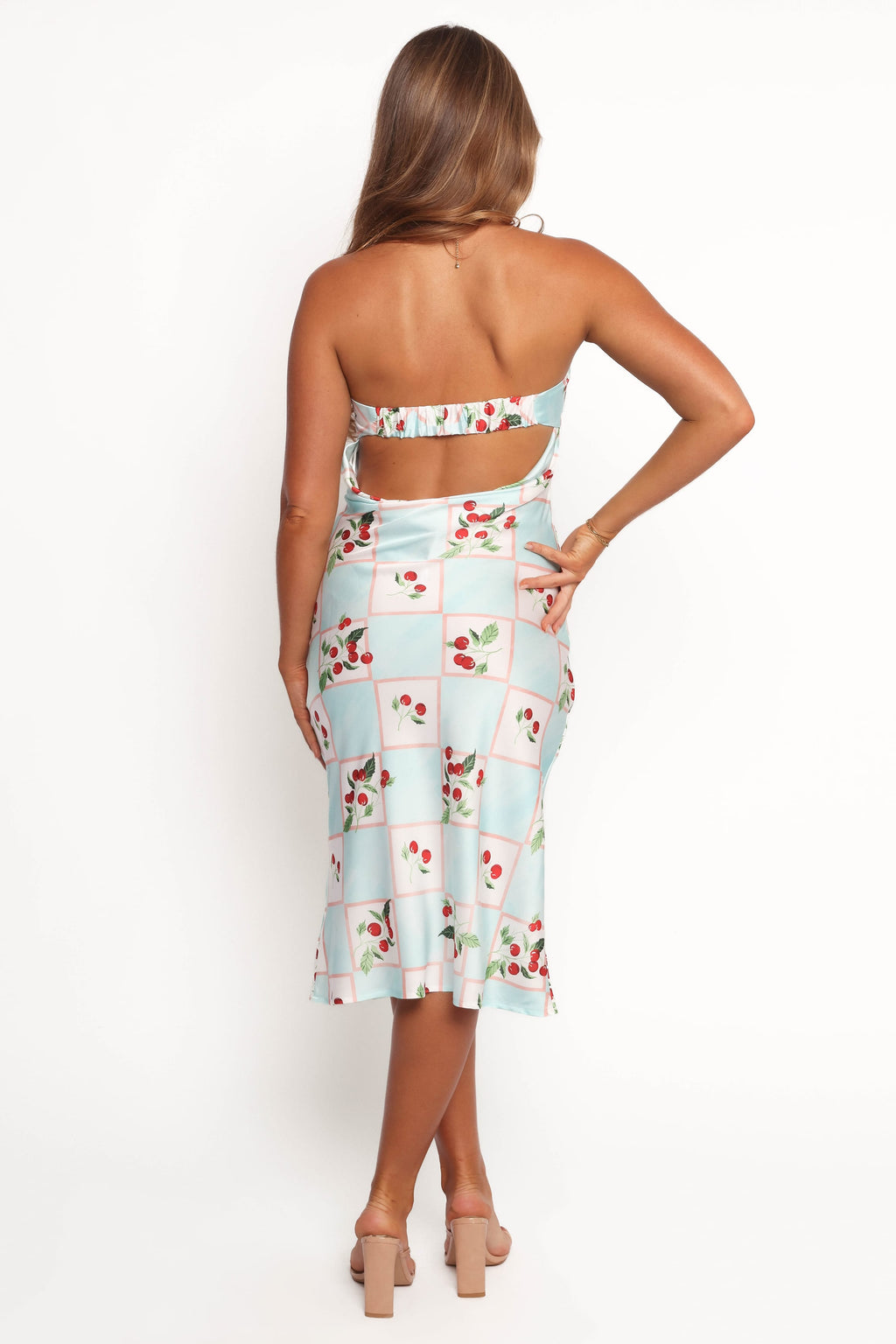 Petal and Pup USA DRESSES Benton Strapless Midi Dress - Cherry Print (Hold for Amazon)