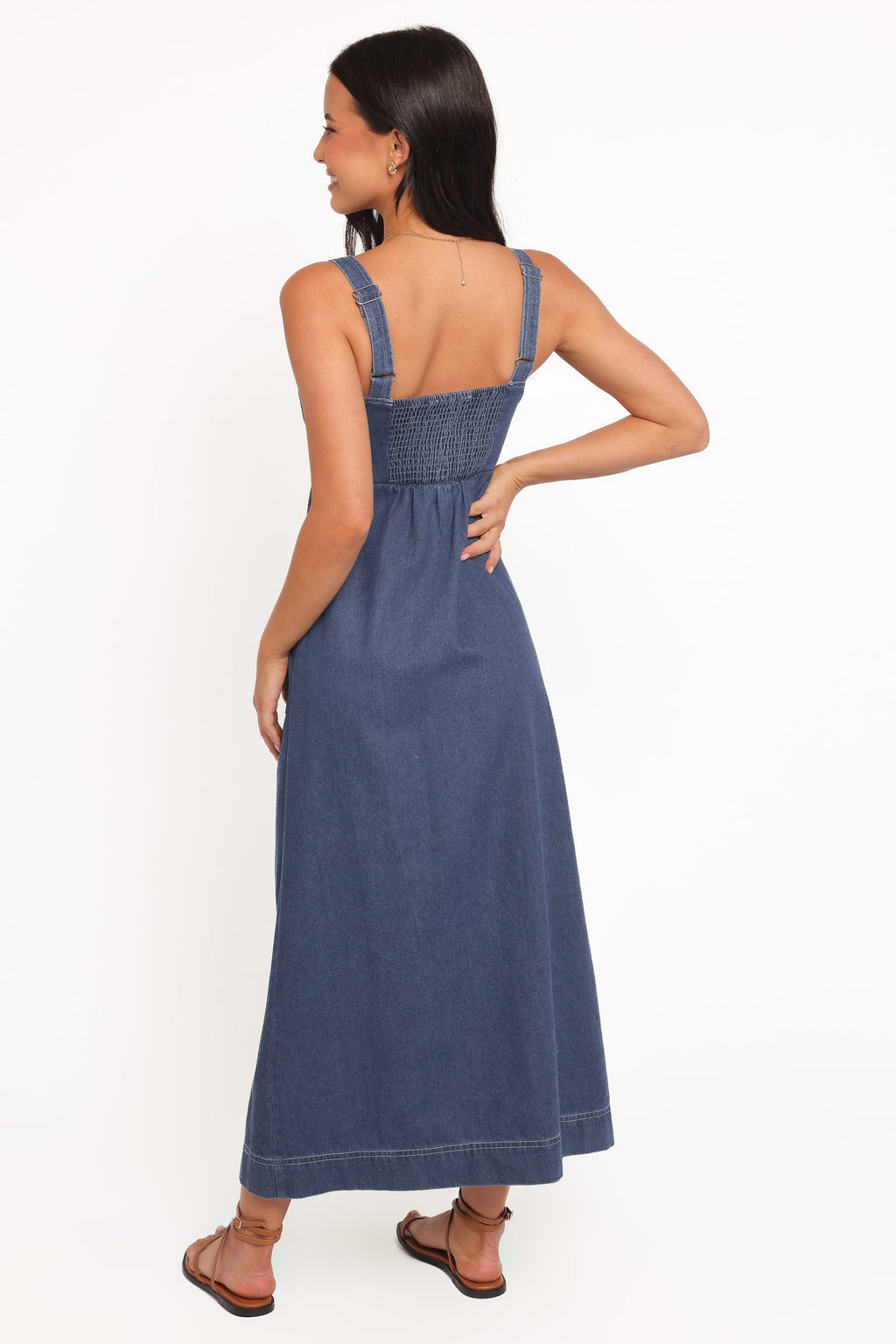 Petal and Pup USA DRESSES Bettie Midi Dress - Mid Blue Denim