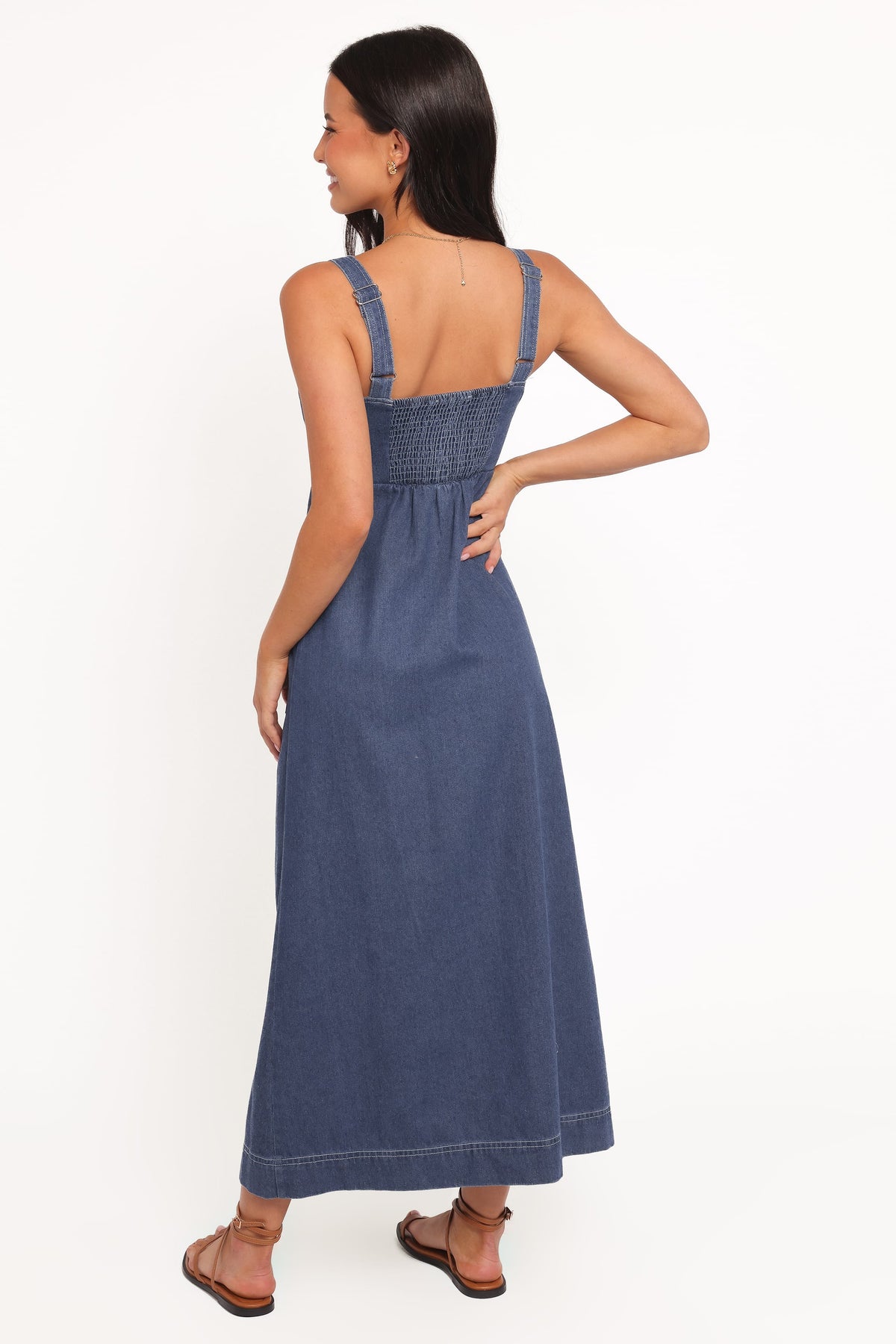 Petal and Pup USA DRESSES Bettie Midi Dress - Mid Blue Denim