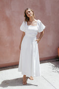 Petal and Pup USA DRESSES Clo Puff Sleeve Midi Dress - White