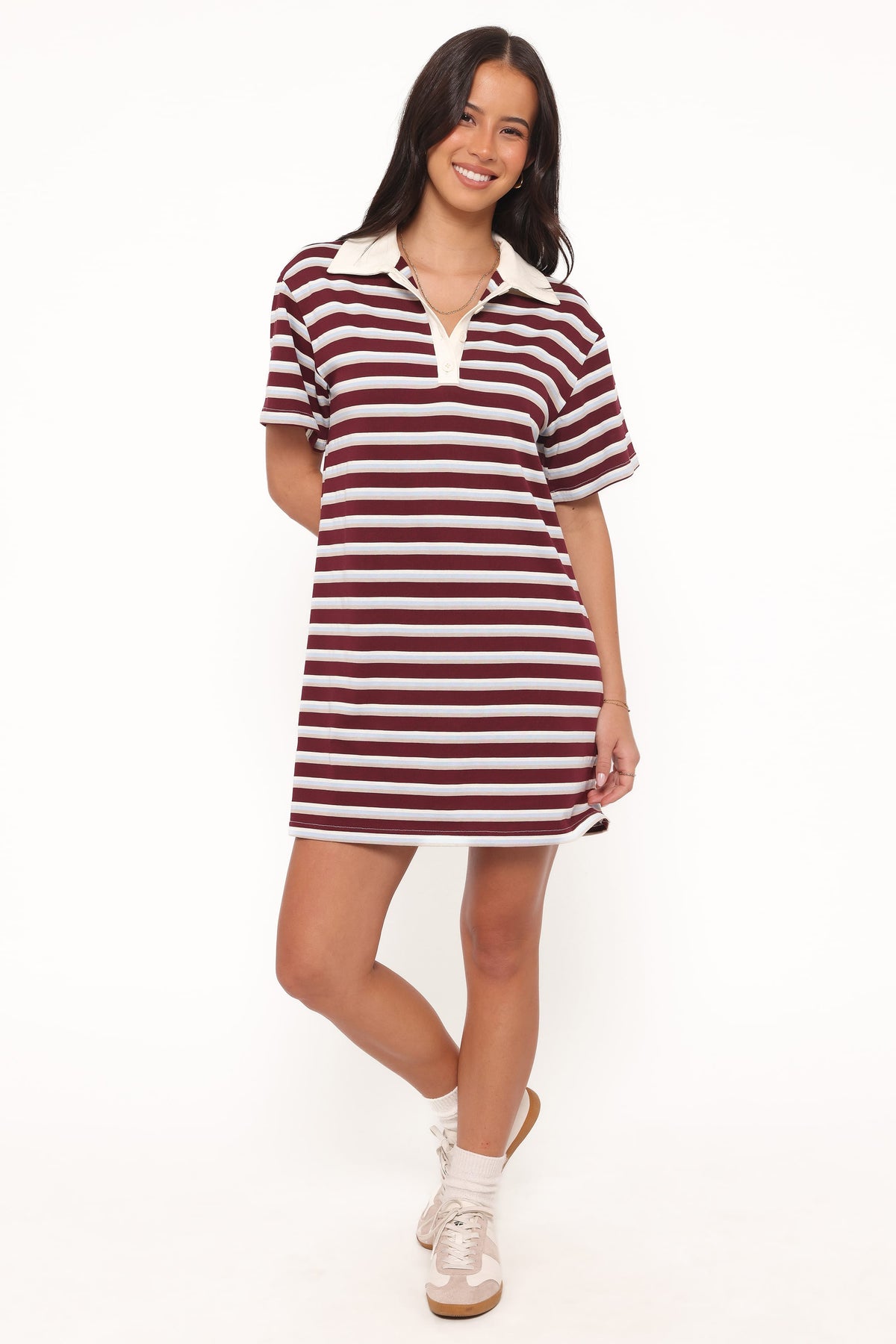 Petal and Pup USA DRESSES Gordie Mini Dress - Burgundy Stripe