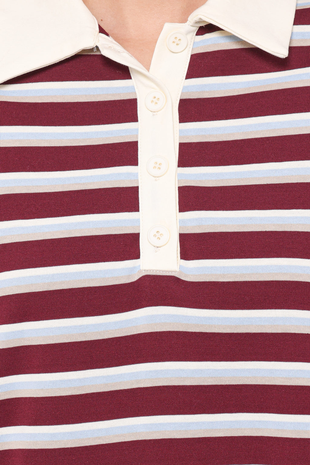 Petal and Pup USA DRESSES Gordie Mini Dress - Burgundy Stripe