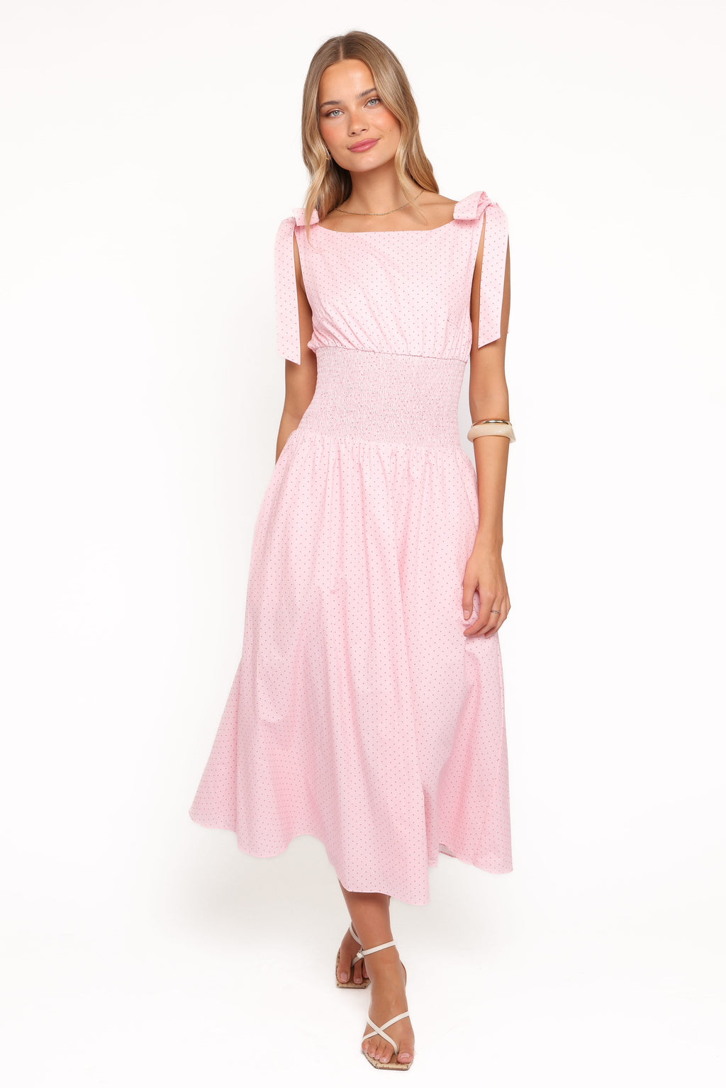 Petal and Pup USA DRESSES Leticia Midi Dress - Pink Polka Dot