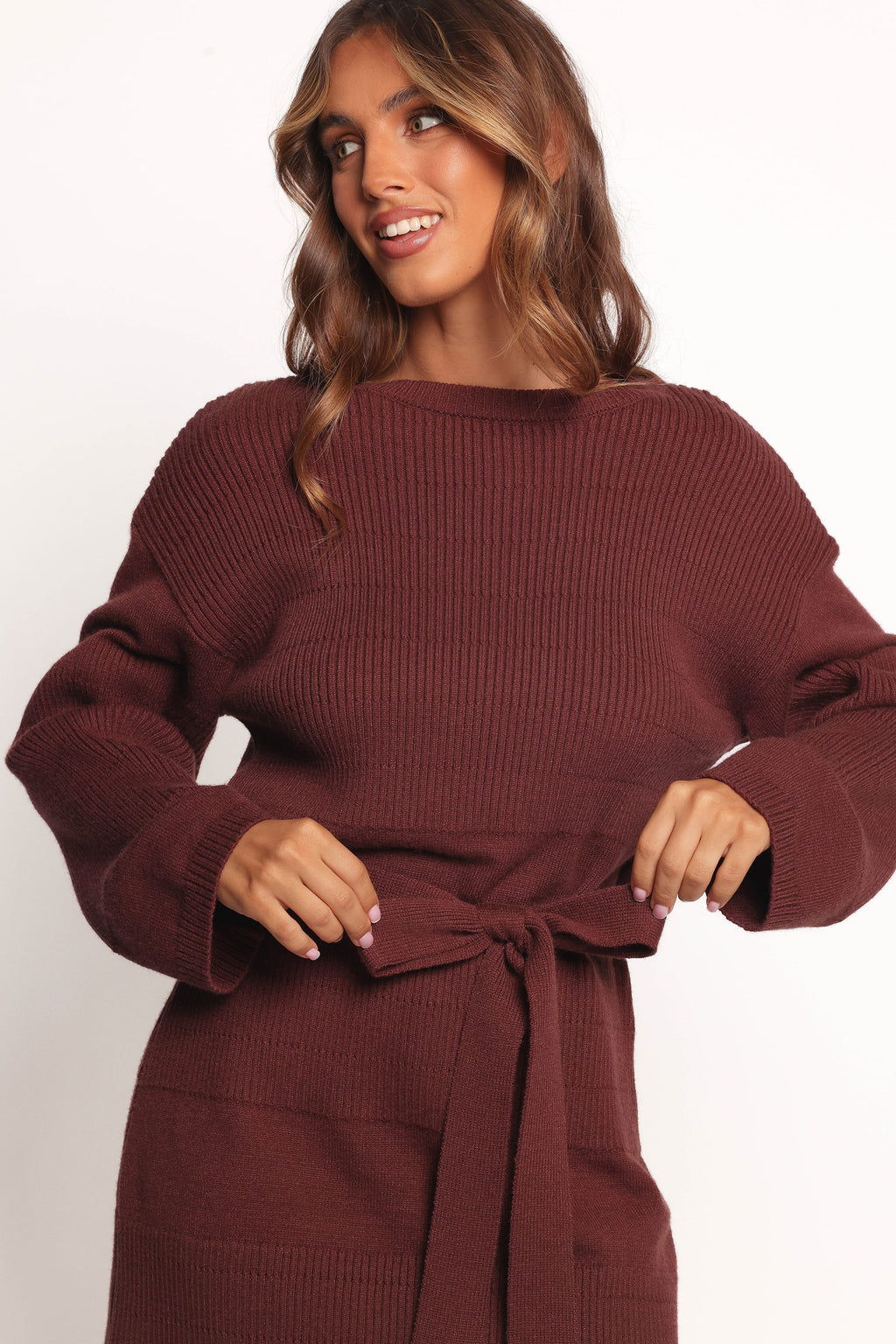 Petal and Pup USA DRESSES Lucca Mini Sweater Dress - Chocolate Brown
