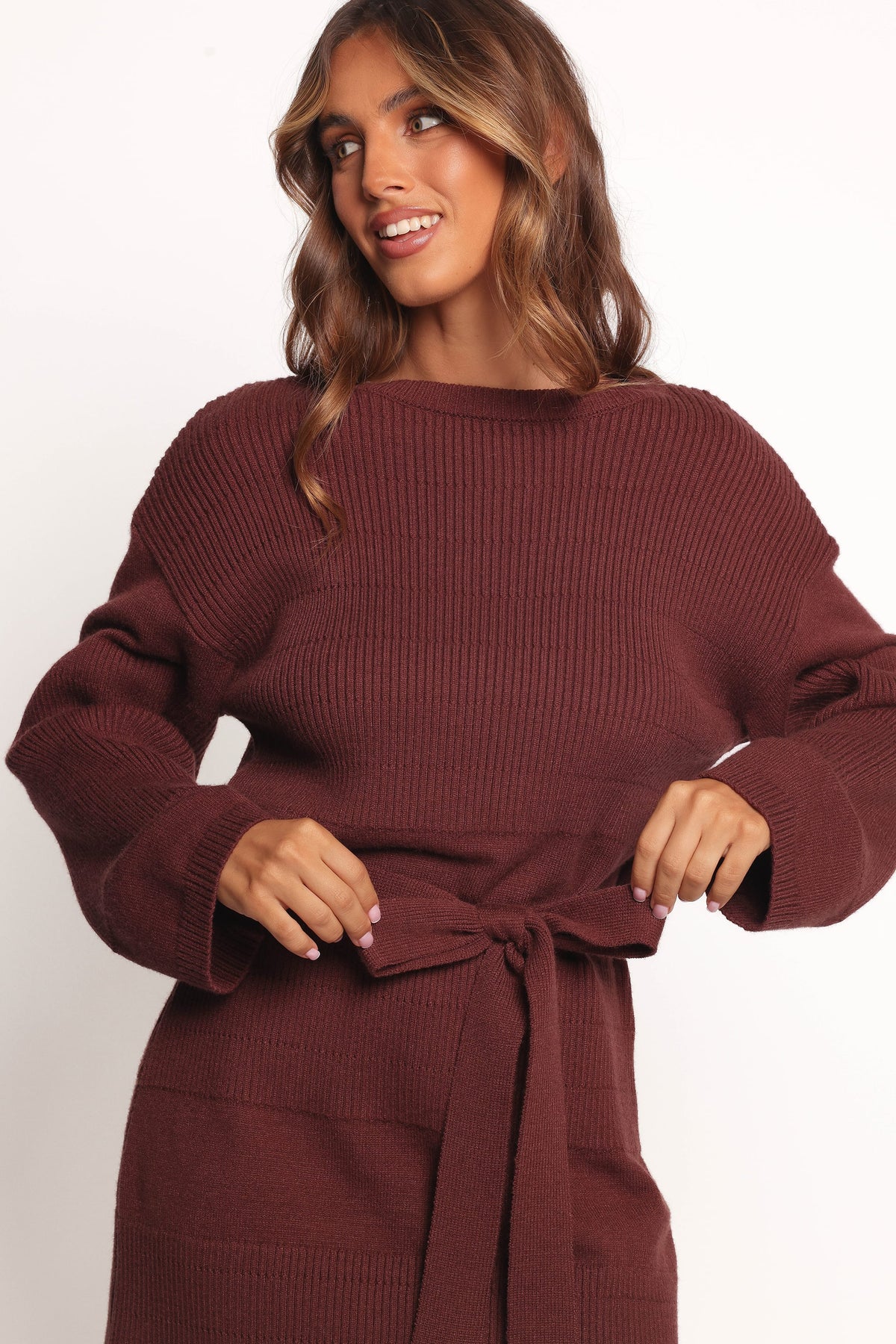 Petal and Pup USA DRESSES Lucca Mini Sweater Dress - Chocolate Brown