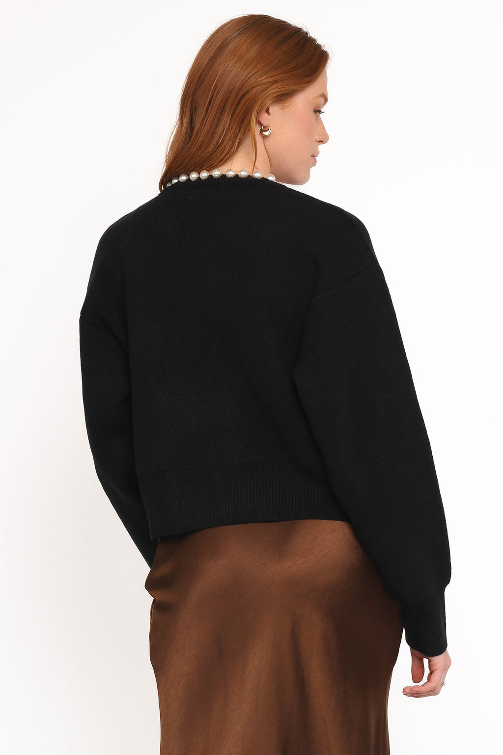 Petal and Pup USA KNITWEAR Bloom Pearl Knit Cardigan - Black