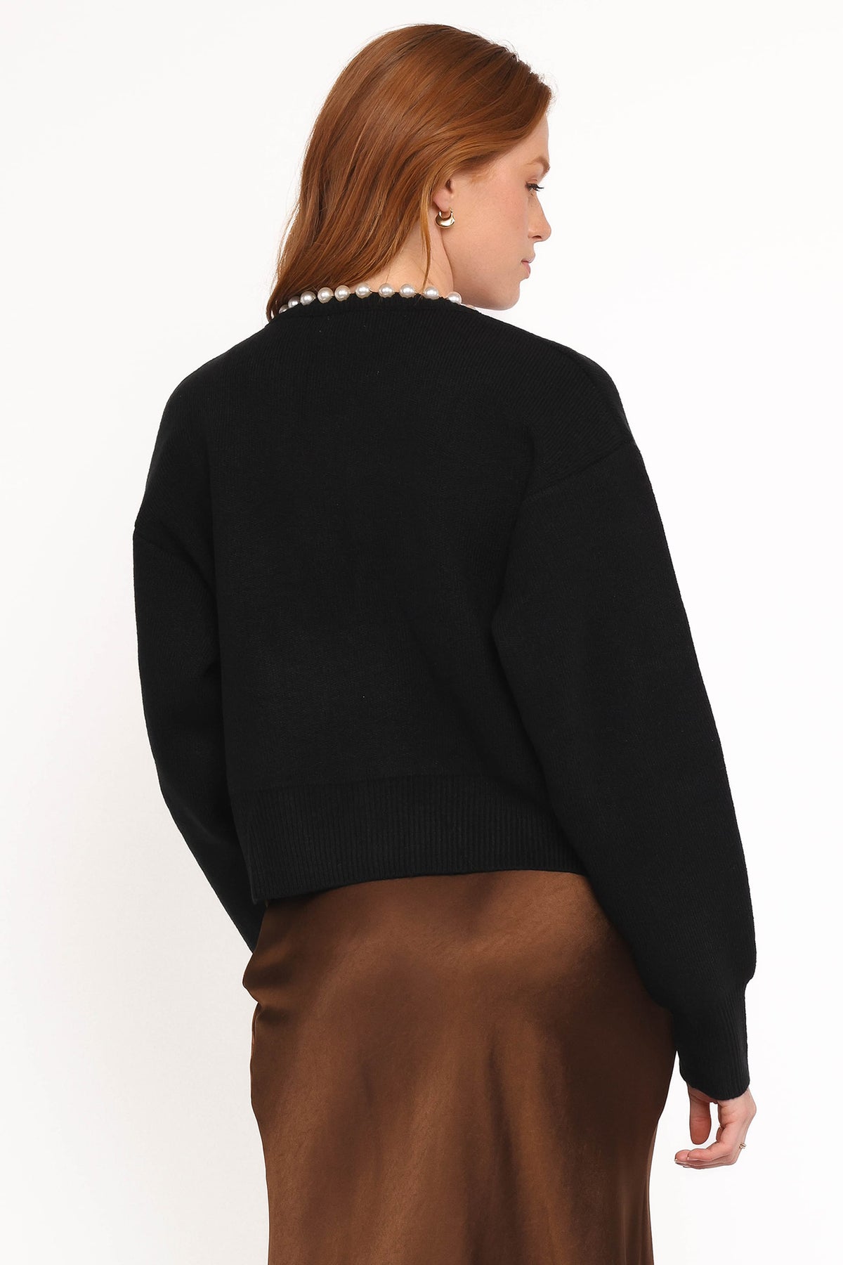 Petal and Pup USA KNITWEAR Bloom Pearl Knit Cardigan - Black
