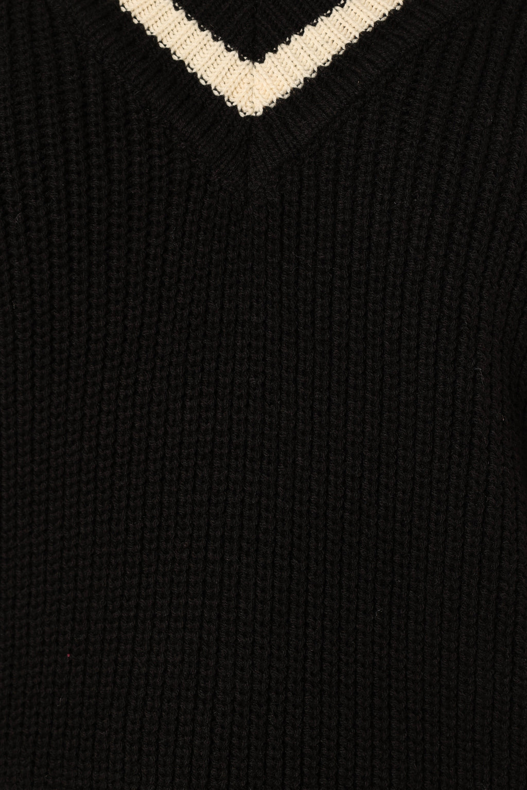 Petal and Pup USA KNITWEAR Dominique Contrast Vneck Knit Sweater - Black/Cream
