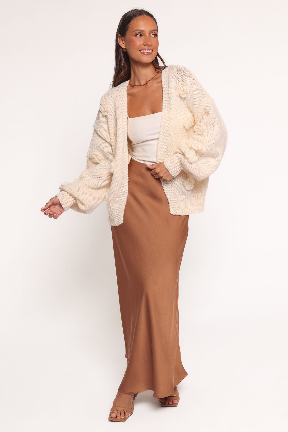 Petal and Pup USA KNITWEAR Doralee Rose Cardigan - Cream