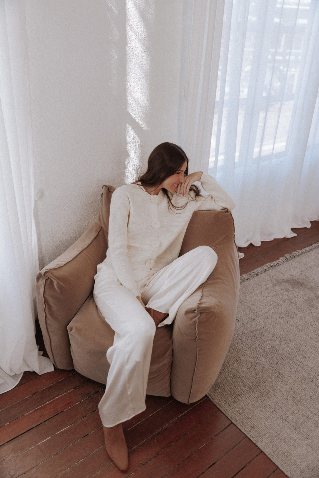 Petal and Pup USA KNITWEAR Jones Rosette Cardigan - Cream