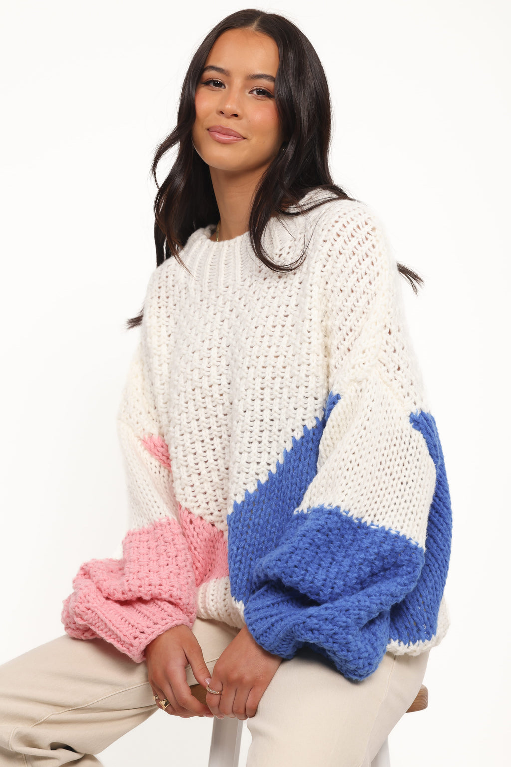 Petal and Pup USA KNITWEAR Koda Pattern Knit Sweater - White Multi