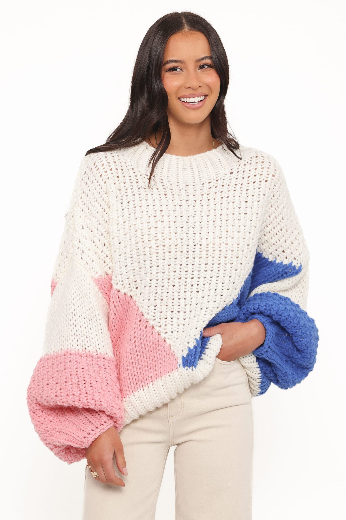 Petal and Pup USA KNITWEAR Koda Pattern Knit Sweater - White Multi