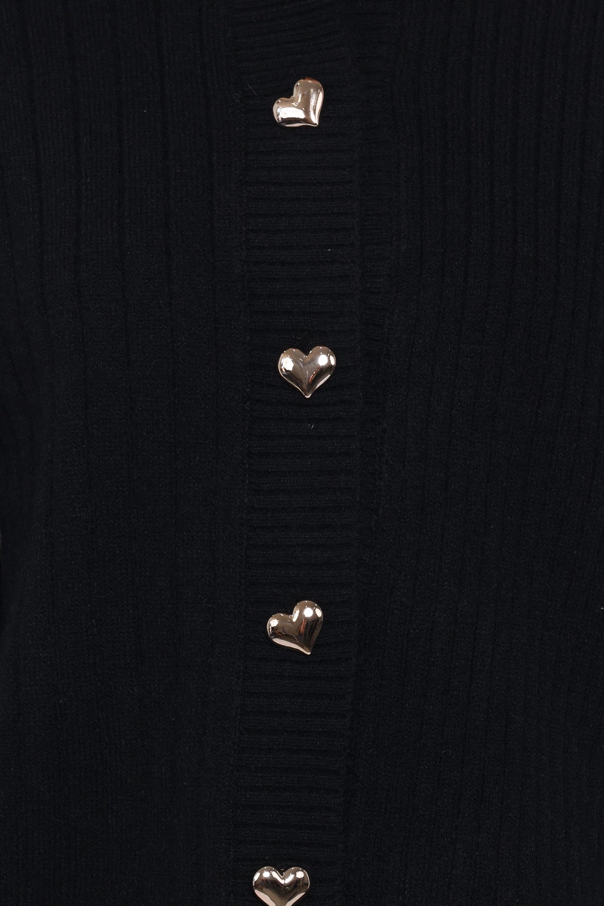 Petal and Pup USA KNITWEAR Loulani Heart Button Cardigan - Black