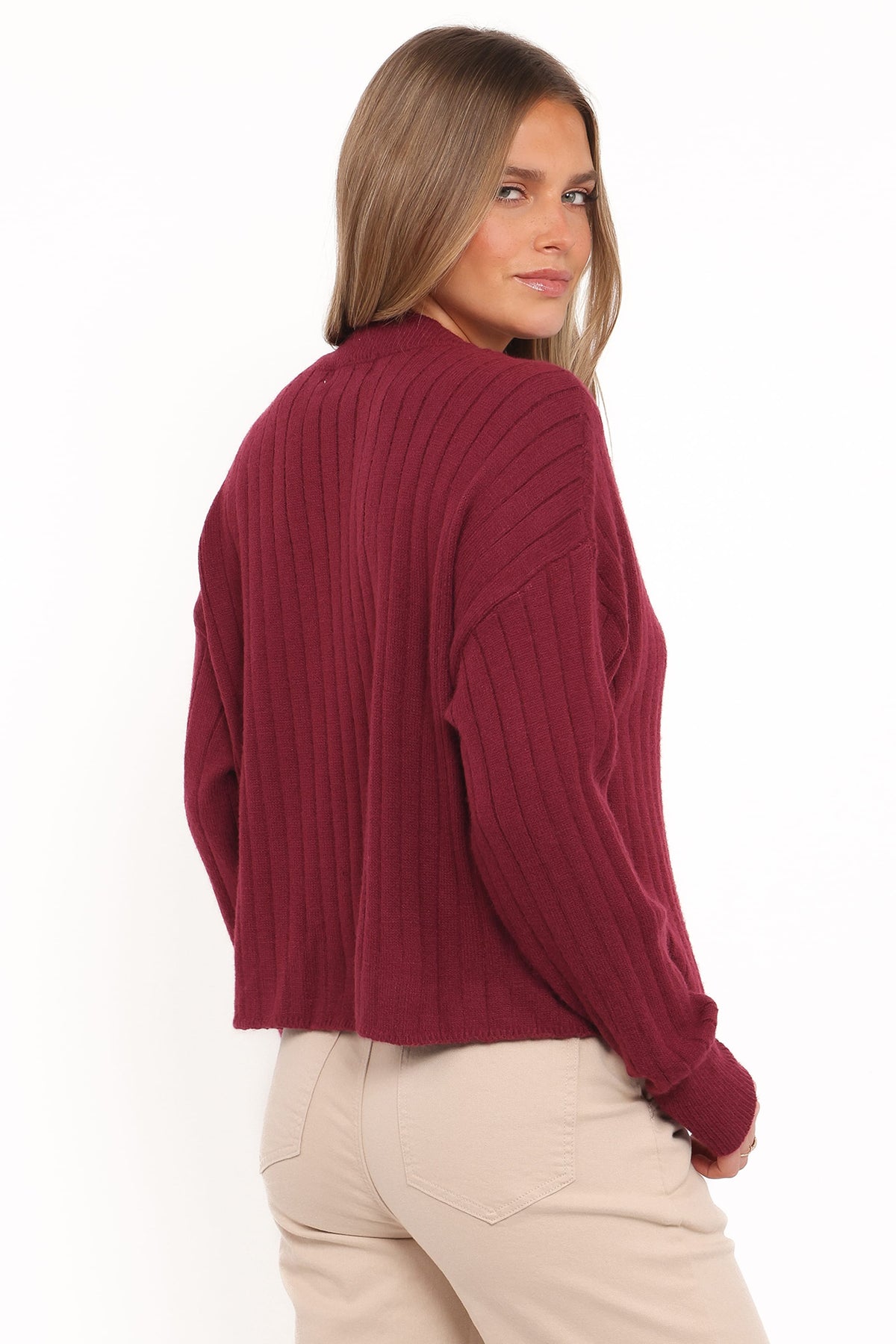 Petal and Pup USA KNITWEAR Loulani Heart Button Cardigan - Cherry