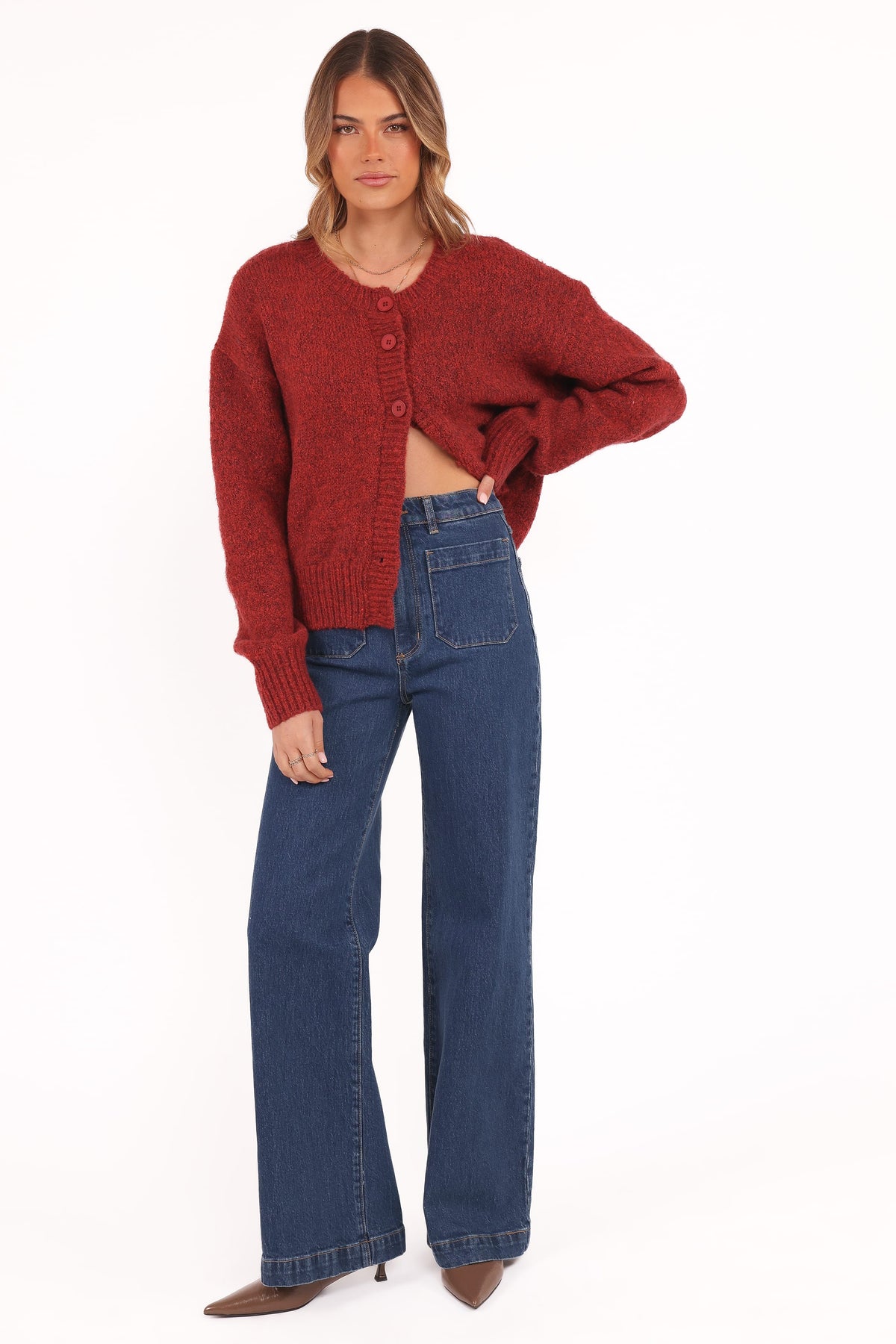 Petal and Pup USA KNITWEAR Lucah Cardigan - Dark Red