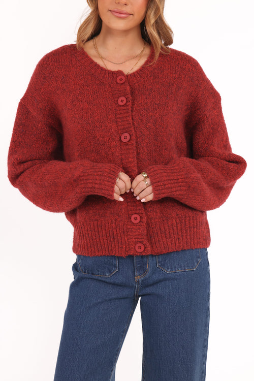 Petal and Pup USA KNITWEAR Lucah Cardigan - Dark Red