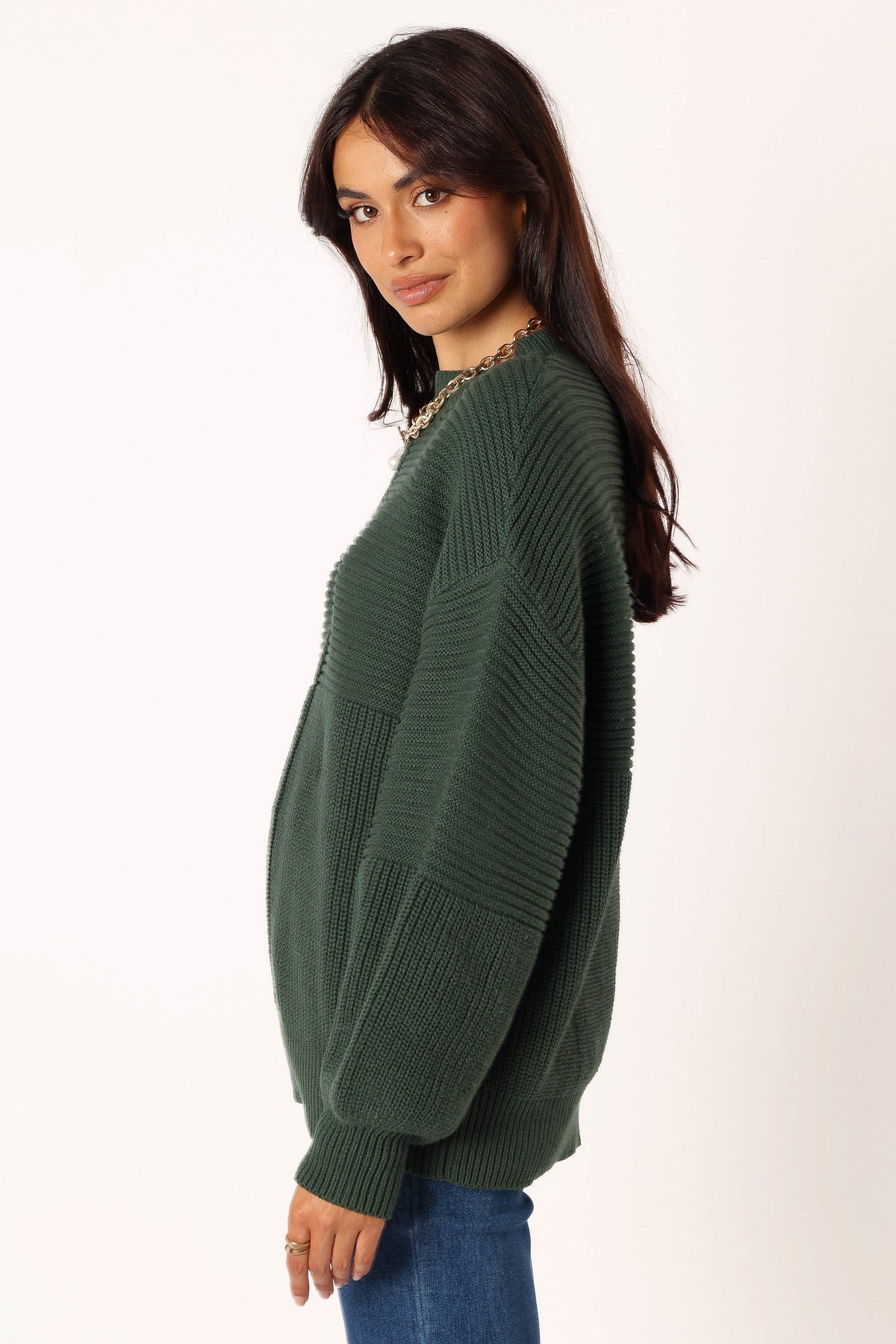 Petal and Pup USA KNITWEAR Meredith Ribbed Crewneck Knit Sweater - Green