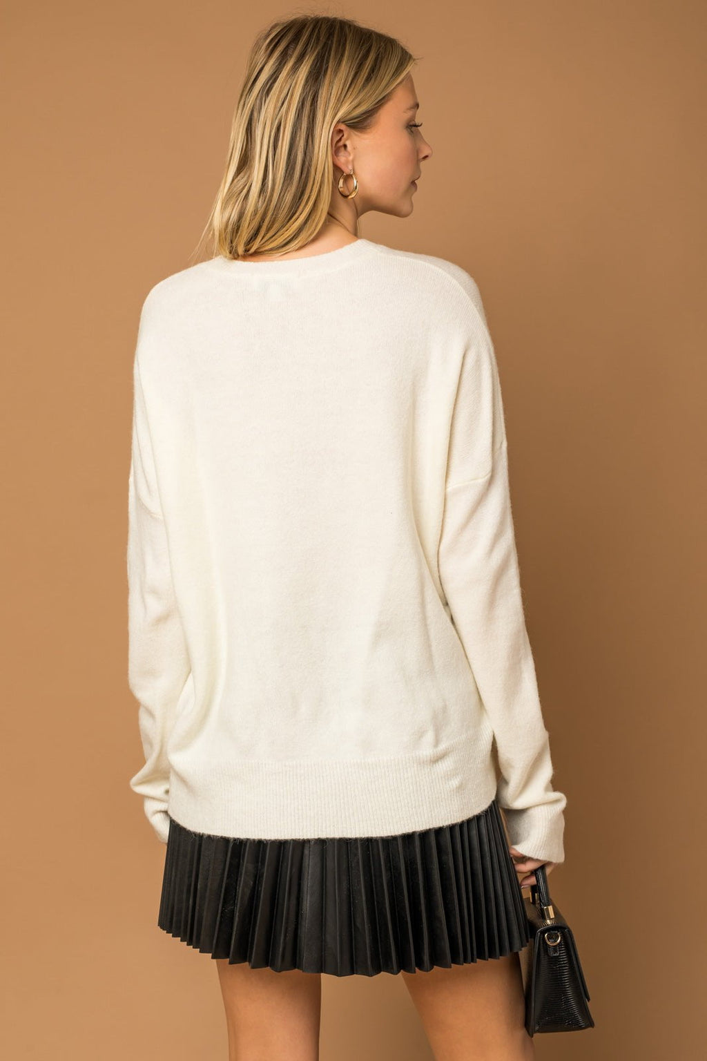 Petal and Pup USA Knitwear Poppy Cursive Cheer Knit Sweater - White