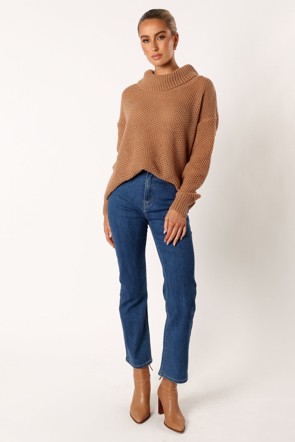 Petal and Pup USA KNITWEAR Rayne Turtleneck Knit Sweater - Beige