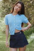 Petal and Pup USA KNITWEAR Zena Puff Sleeve Cardigan - Cornflower Blue