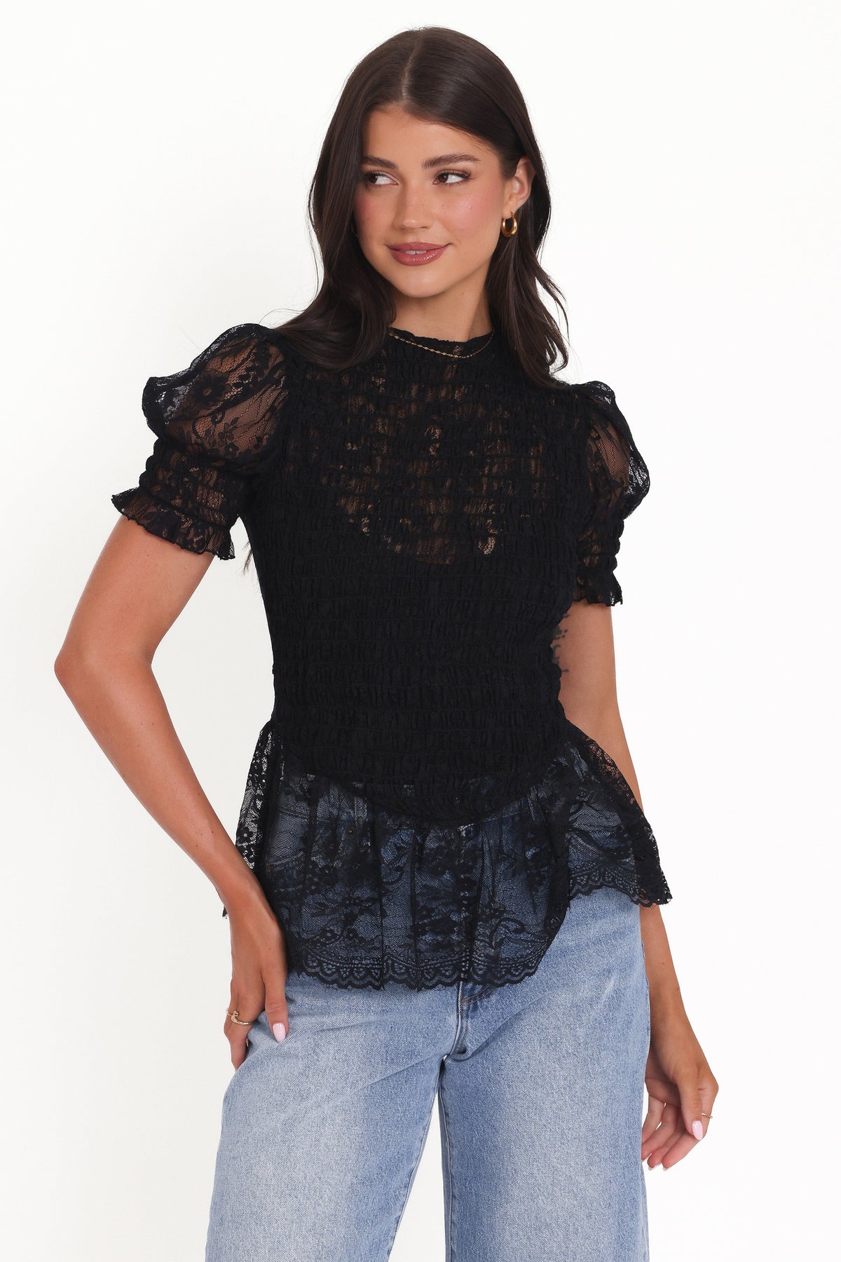Petal and Pup USA TOPS Adeline Peplum Top - Black
