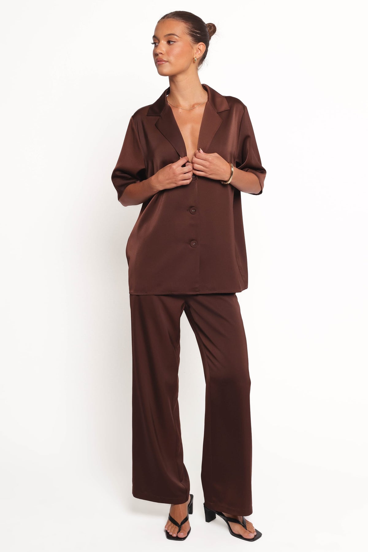 Petal and Pup USA TOPS Arryn Short Sleeve Shirt - Chocolate Brown