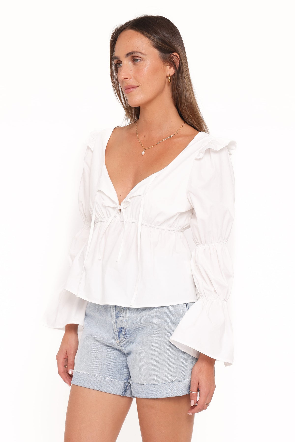 Petal and Pup USA TOPS Bairbre Peasant Top - White