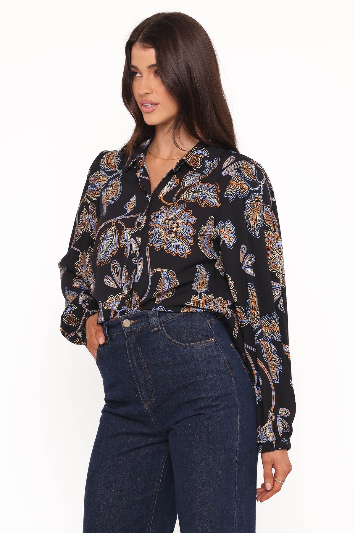 Petal and Pup USA TOPS Bennett Shirt - Black Floral