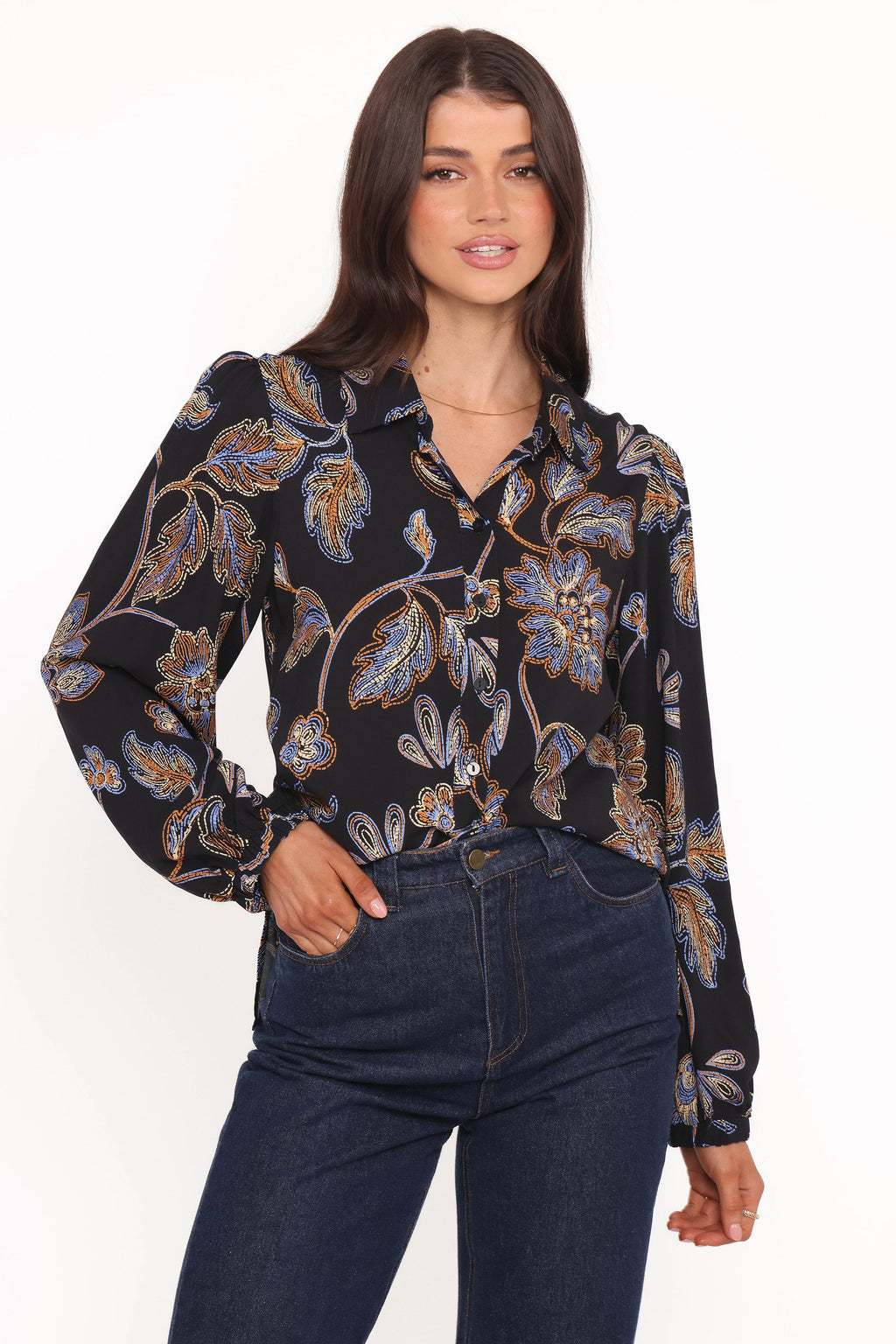 Petal and Pup USA TOPS Bennett Shirt - Black Floral