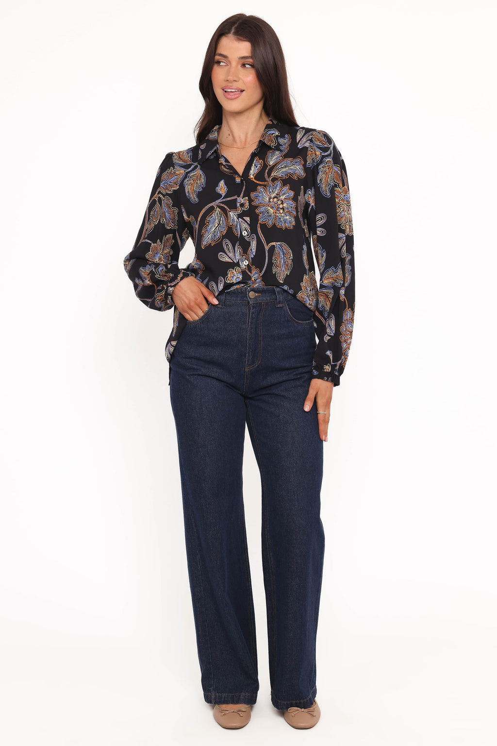 Petal and Pup USA TOPS Bennett Shirt - Black Floral