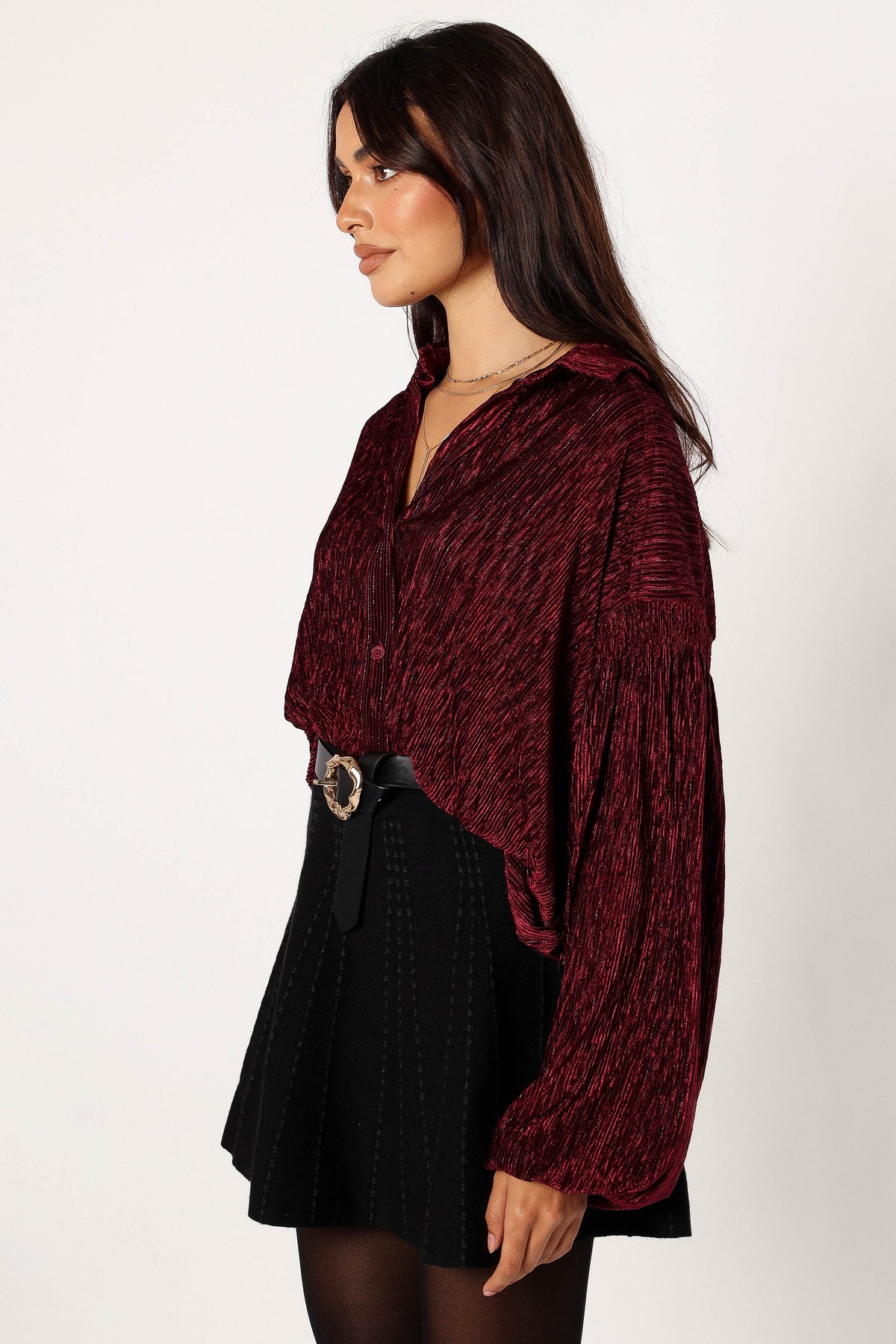 Petal and Pup USA TOPS Cadence Long Sleeve Sequin Top - Burgundy
