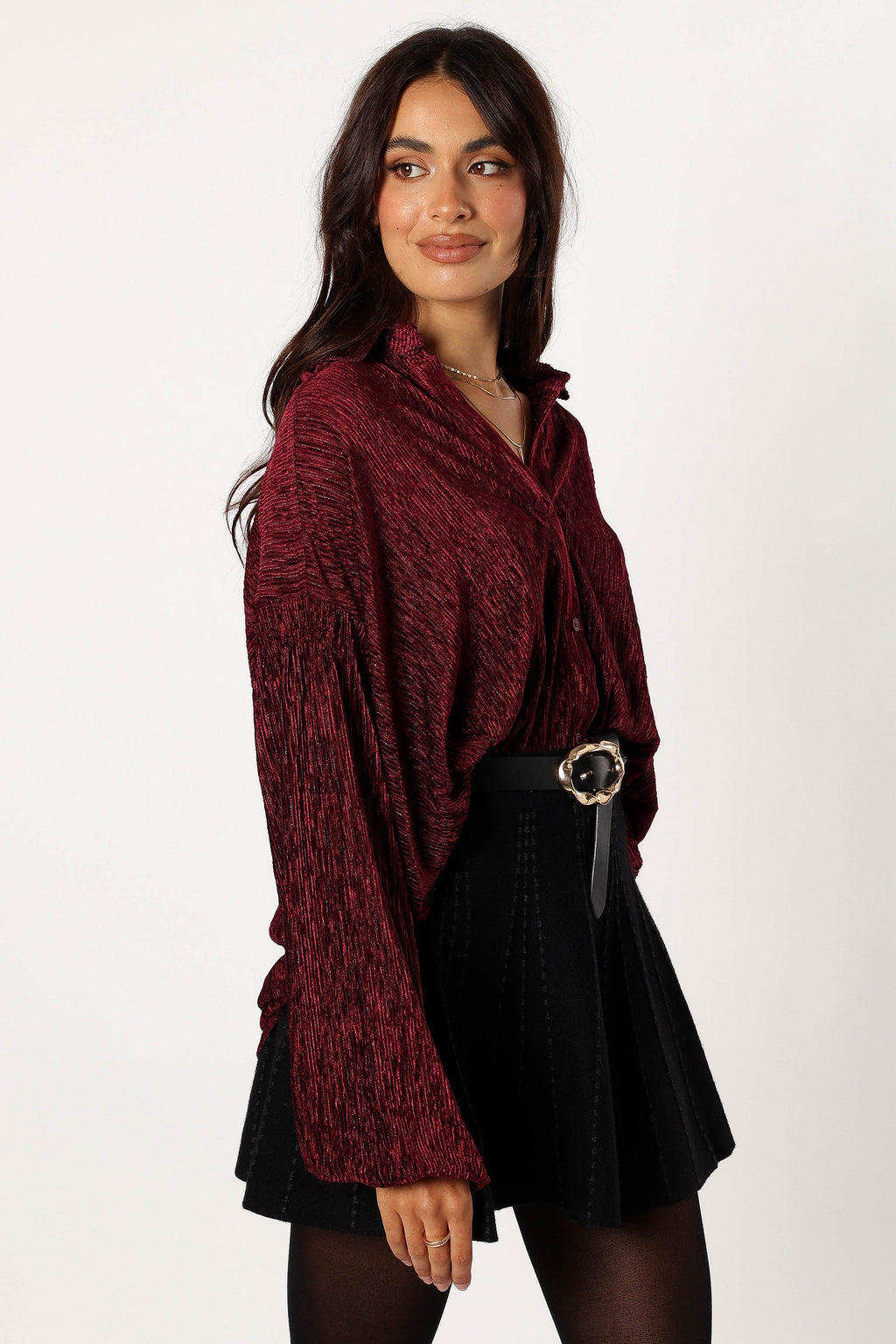 Petal and Pup USA TOPS Cadence Long Sleeve Sequin Top - Burgundy