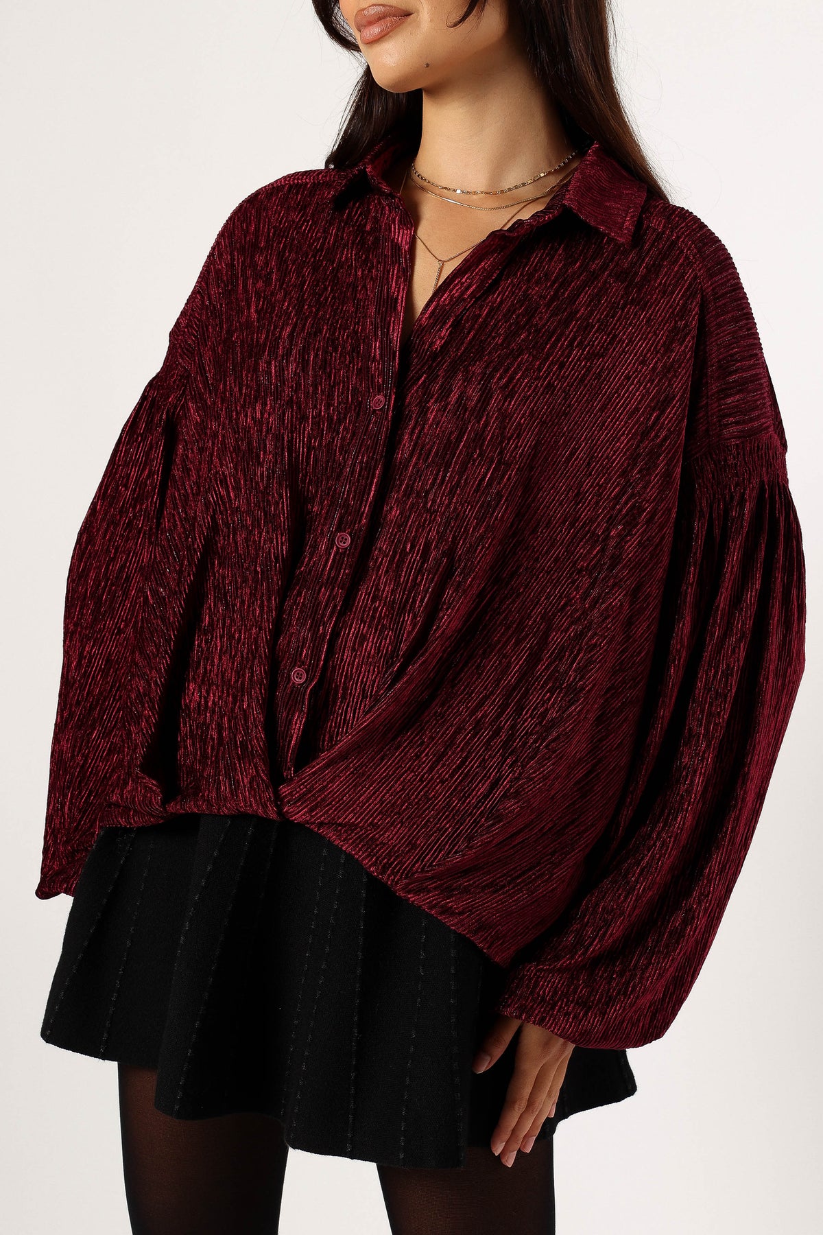 Petal and Pup USA TOPS Cadence Long Sleeve Sequin Top - Burgundy