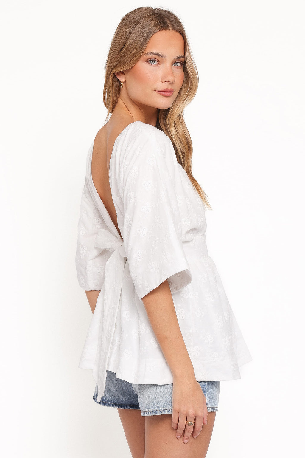Petal and Pup USA TOPS Camila Open Back Top - White Embroidery
