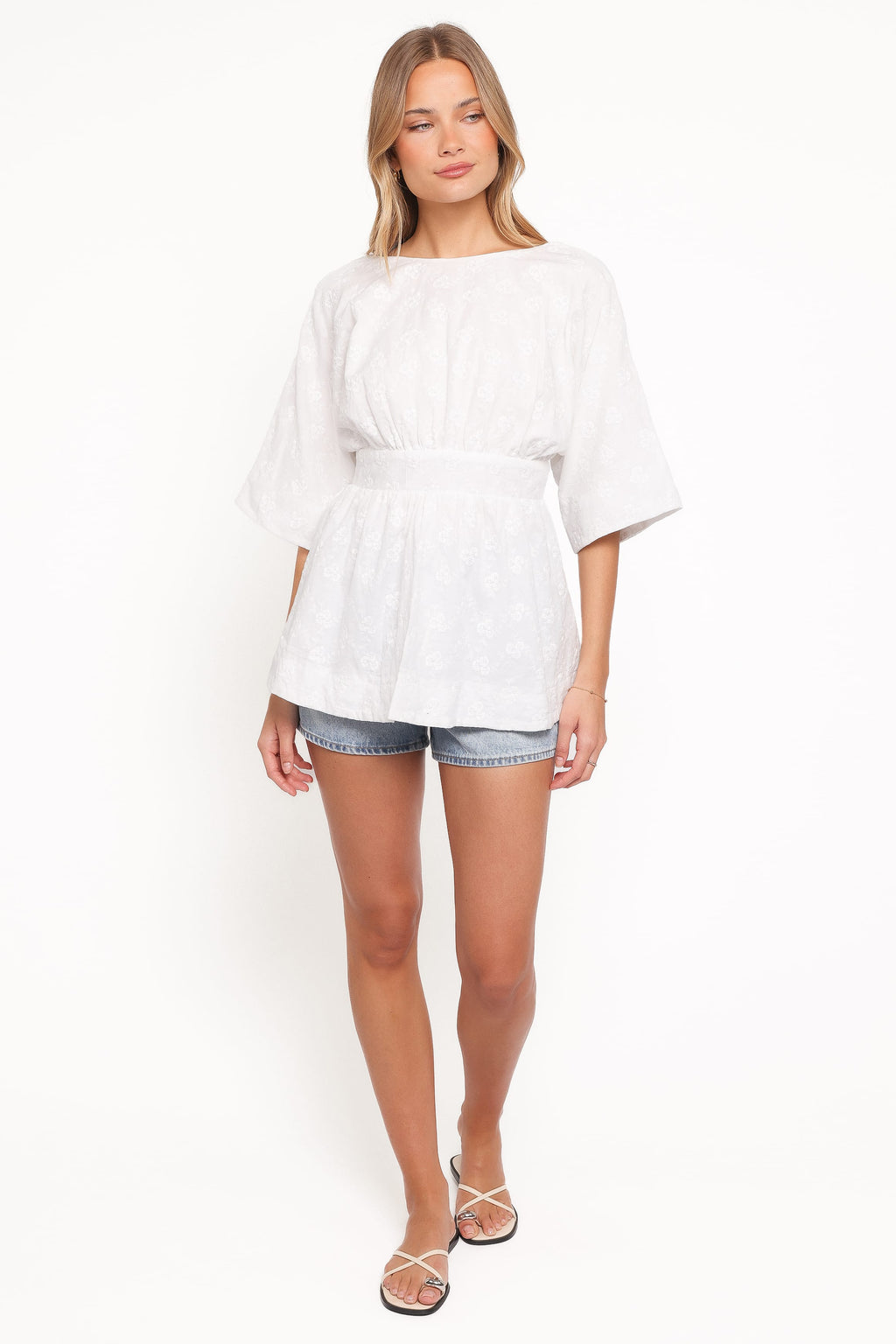 Petal and Pup USA TOPS Camila Open Back Top - White Embroidery