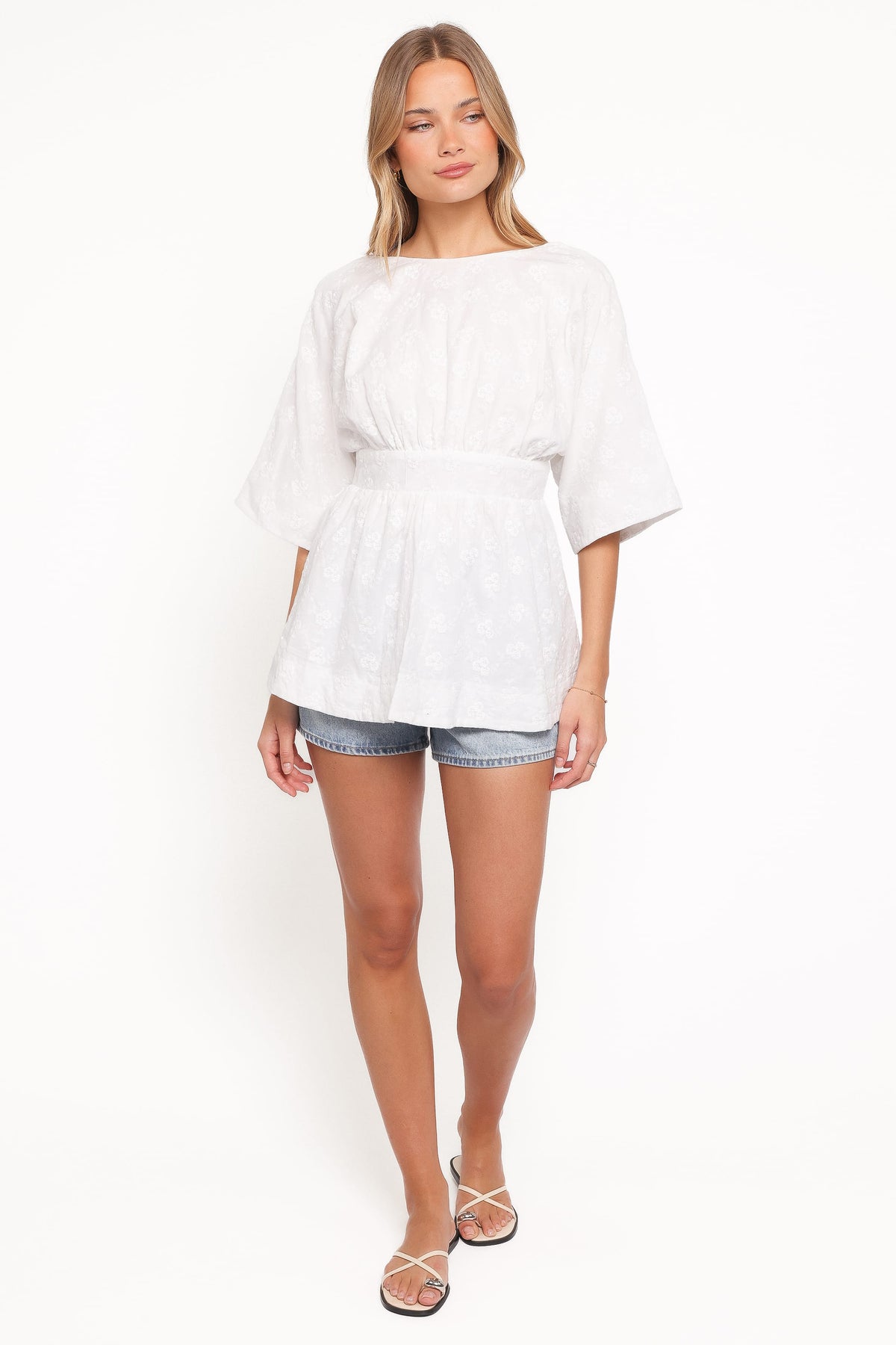 Petal and Pup USA TOPS Camila Open Back Top - White Embroidery