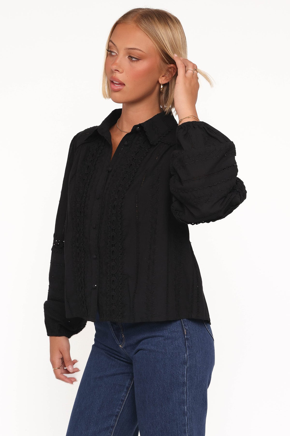 Petal and Pup USA TOPS Catania Lace Inset Top - Black