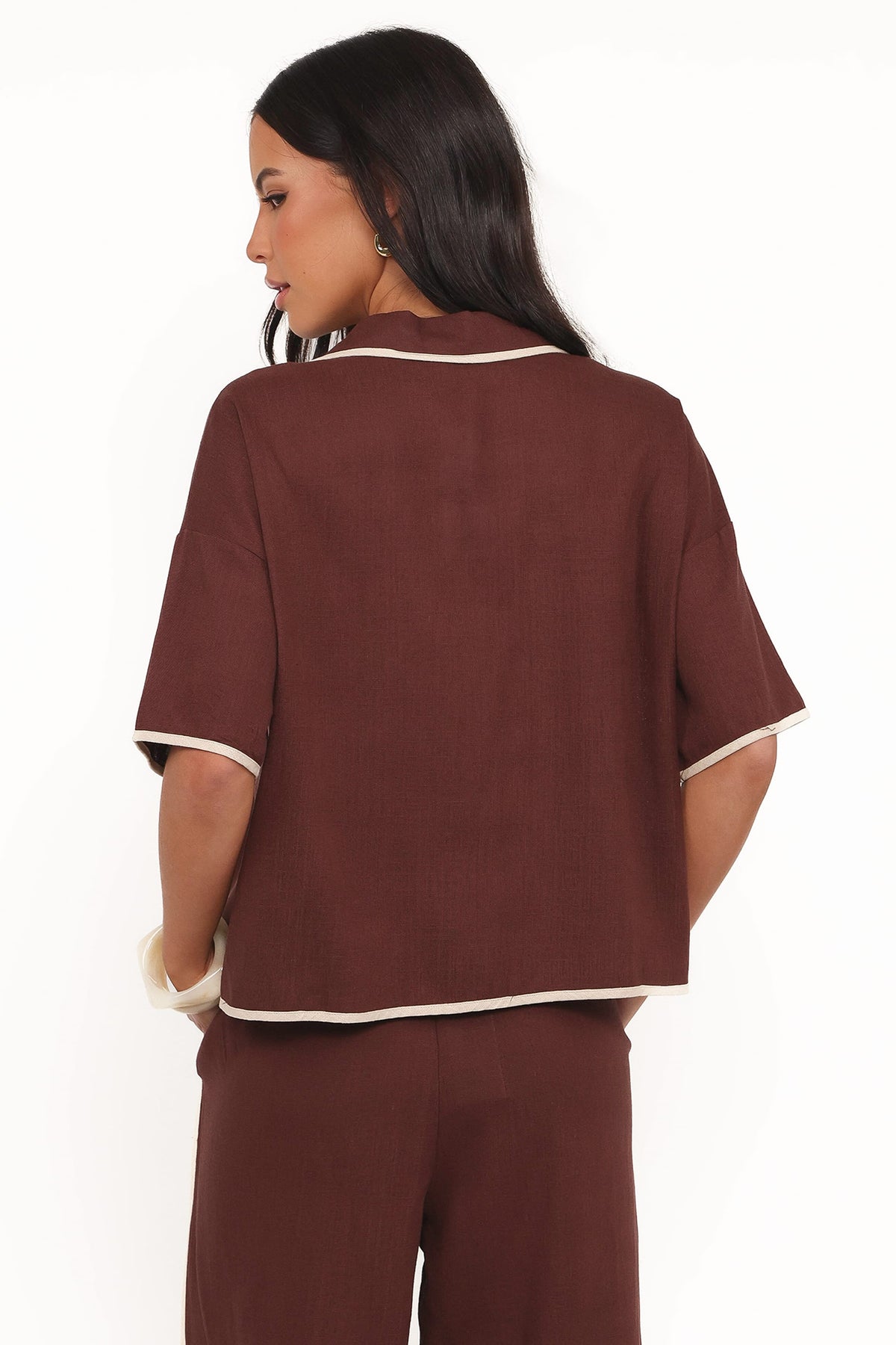 Petal and Pup USA TOPS Dalton Tie Top - Brown Cream