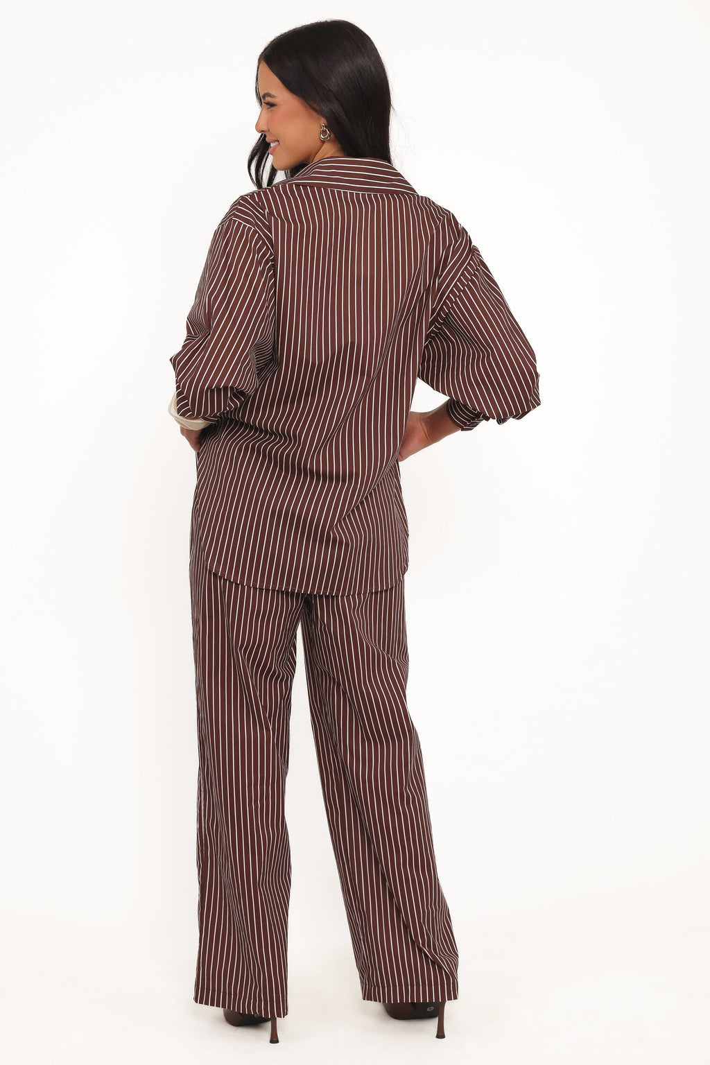 Petal and Pup USA TOPS Darya Shirt - Chocolate Stripe