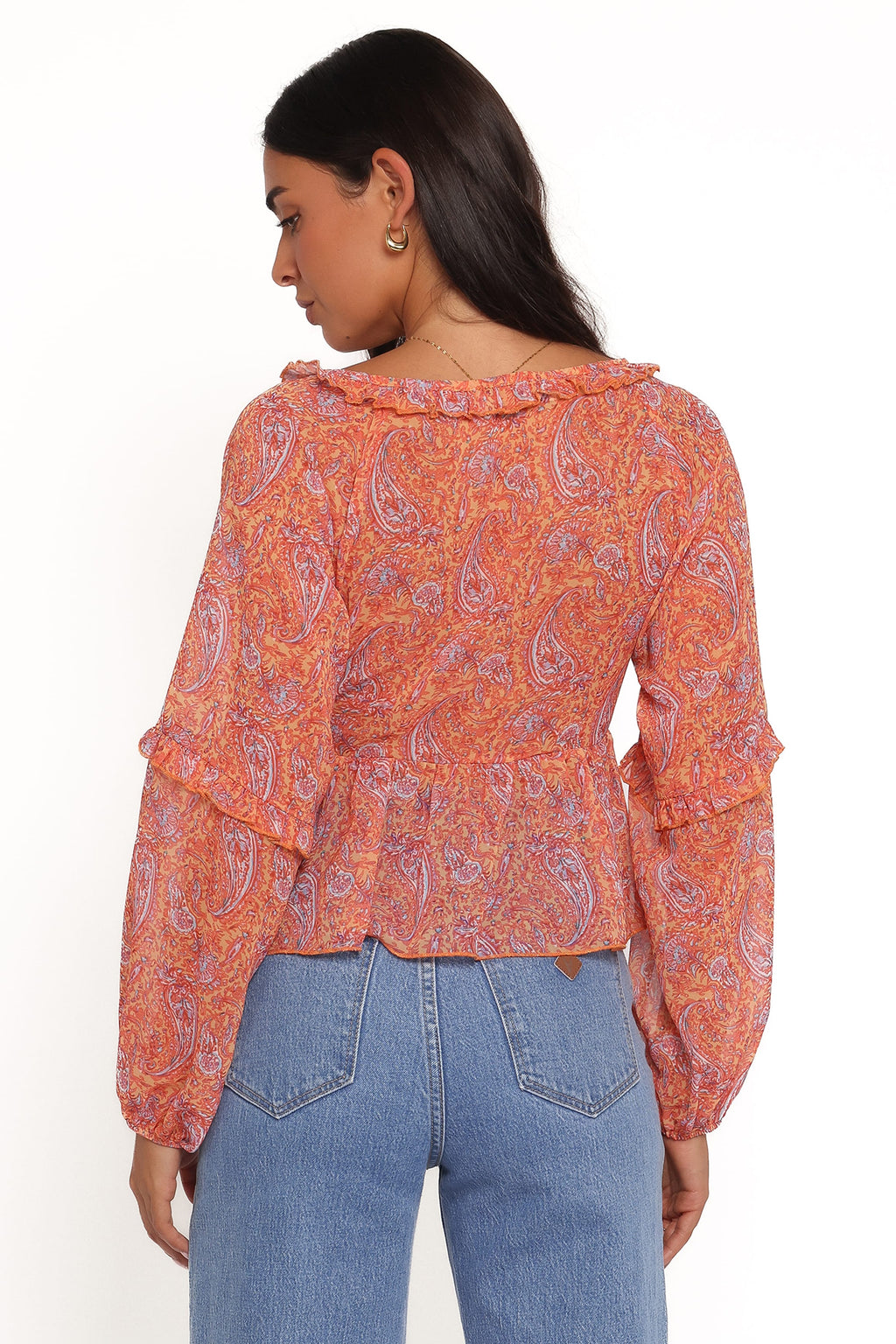 Petal and Pup USA TOPS Isolt Tie Front Top - Orange Paisley
