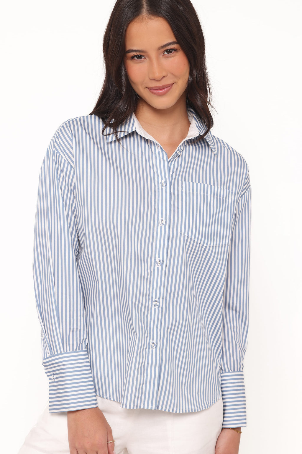 Petal and Pup USA TOPS Jackson Button Up Shirt - Blue Stripe