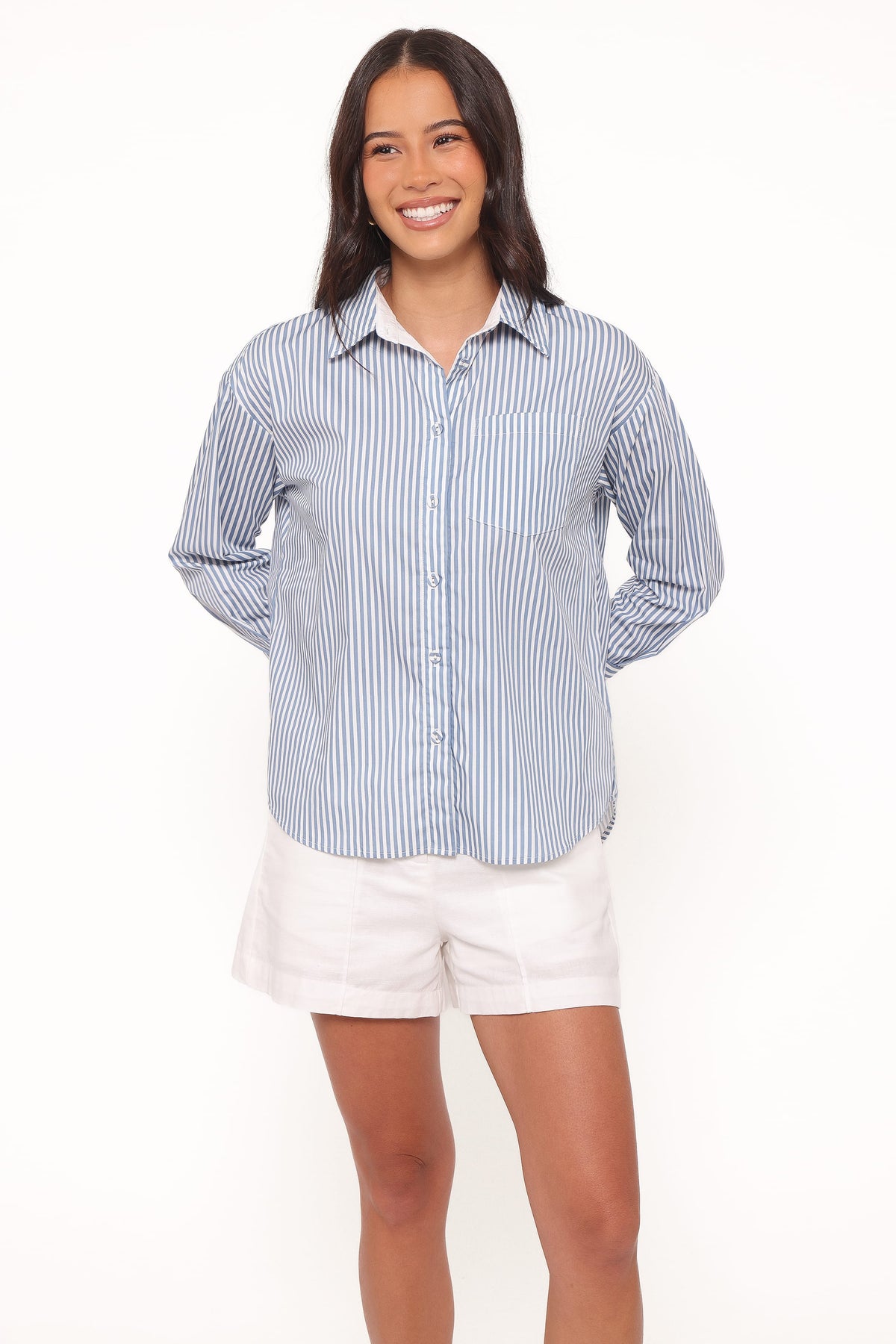 Petal and Pup USA TOPS Jackson Button Up Shirt - Blue Stripe