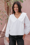 Petal and Pup USA TOPS Kenna Long Sleeve Top - White