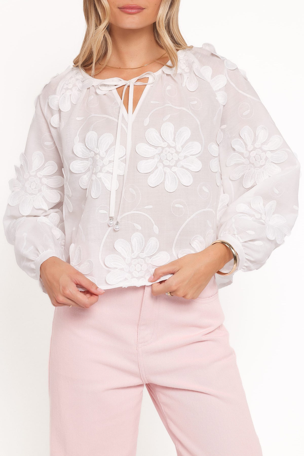 Petal and Pup USA TOPS Leire Embroidered Blouse - White