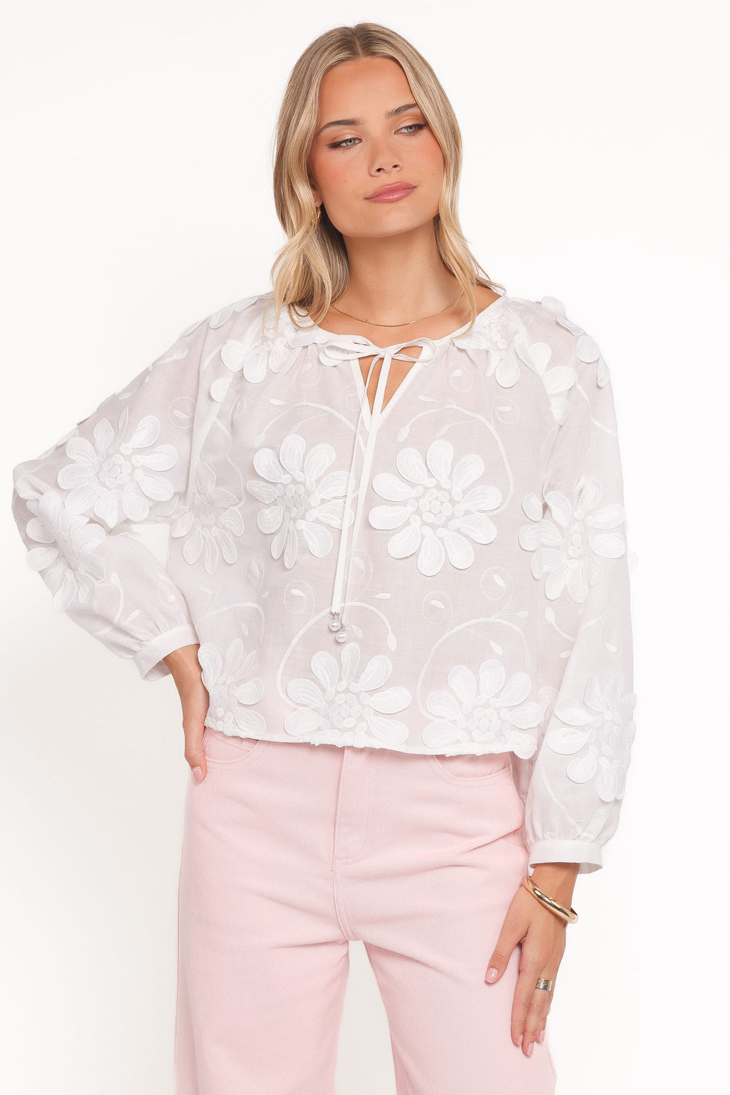 Petal and Pup USA TOPS Leire Embroidered Blouse - White