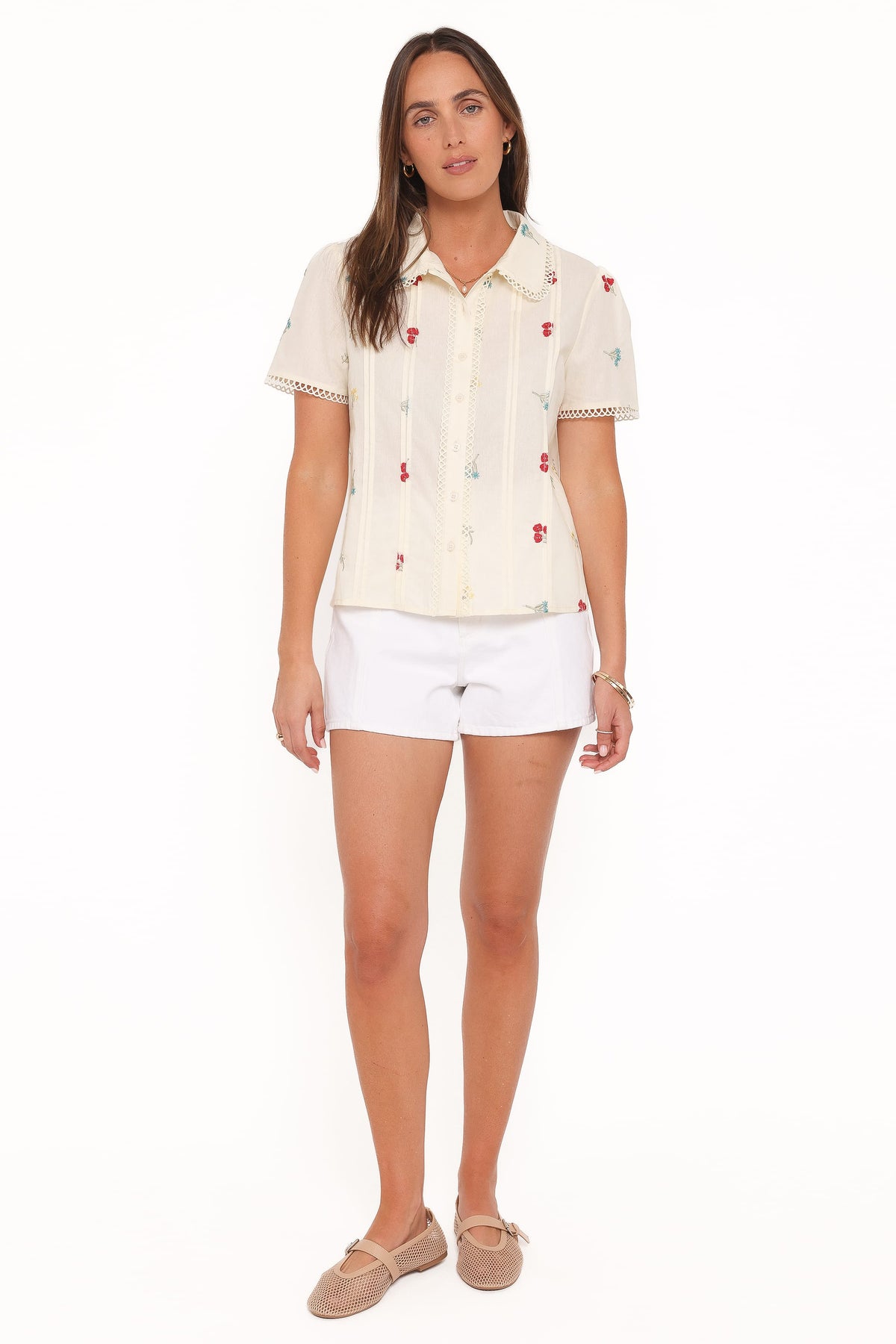 Petal and Pup USA TOPS Lucile Embroidered Shirt - Light Yellow