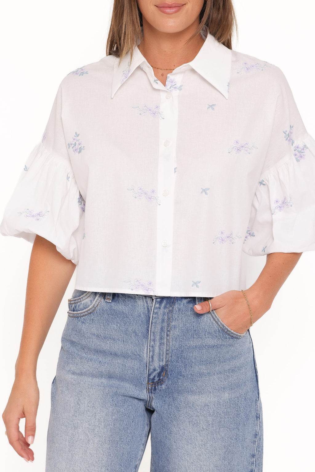 Petal and Pup USA TOPS Luneth Button Up Blouse - White