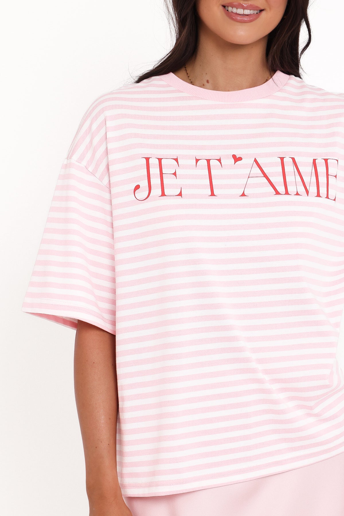 Petal and Pup USA TOPS Marly Je T'Aime Tee - Pink Stripe