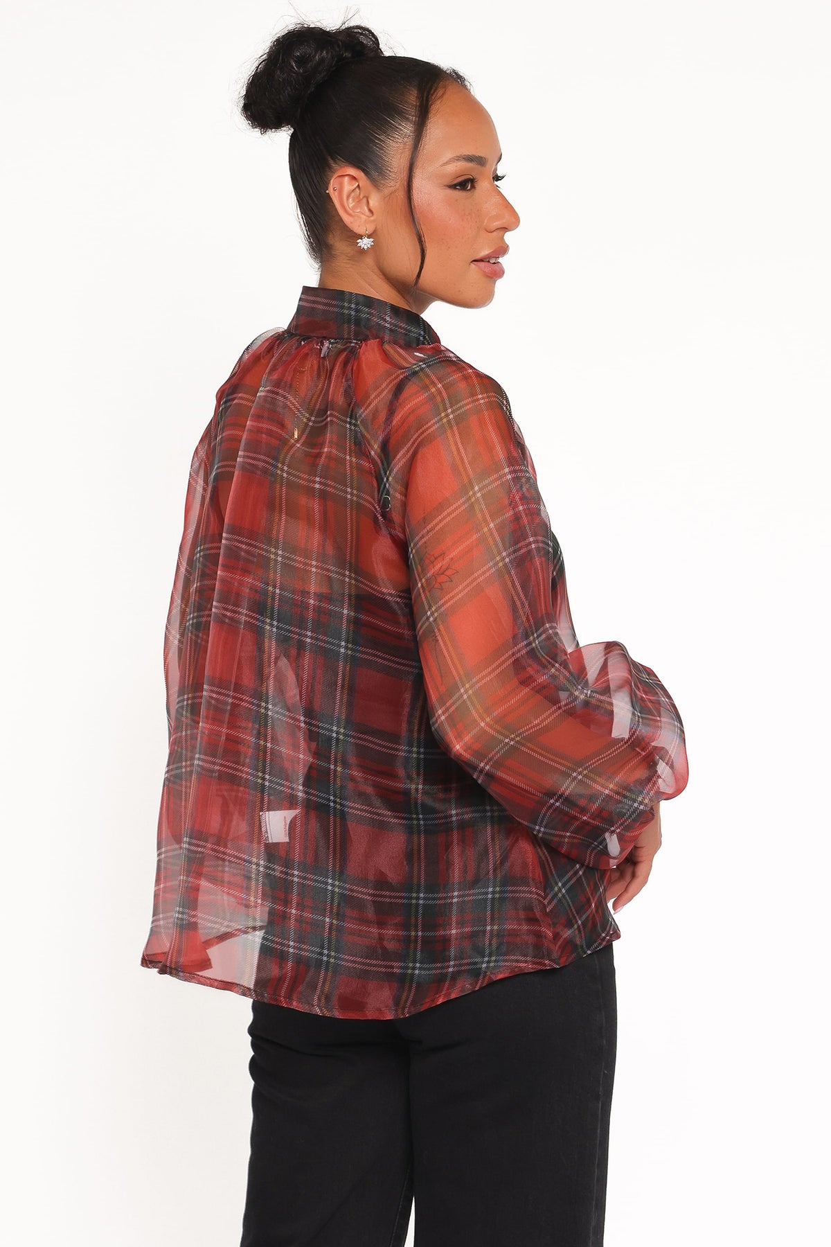 Petal and Pup USA TOPS Marni Organza Top - Red Plaid