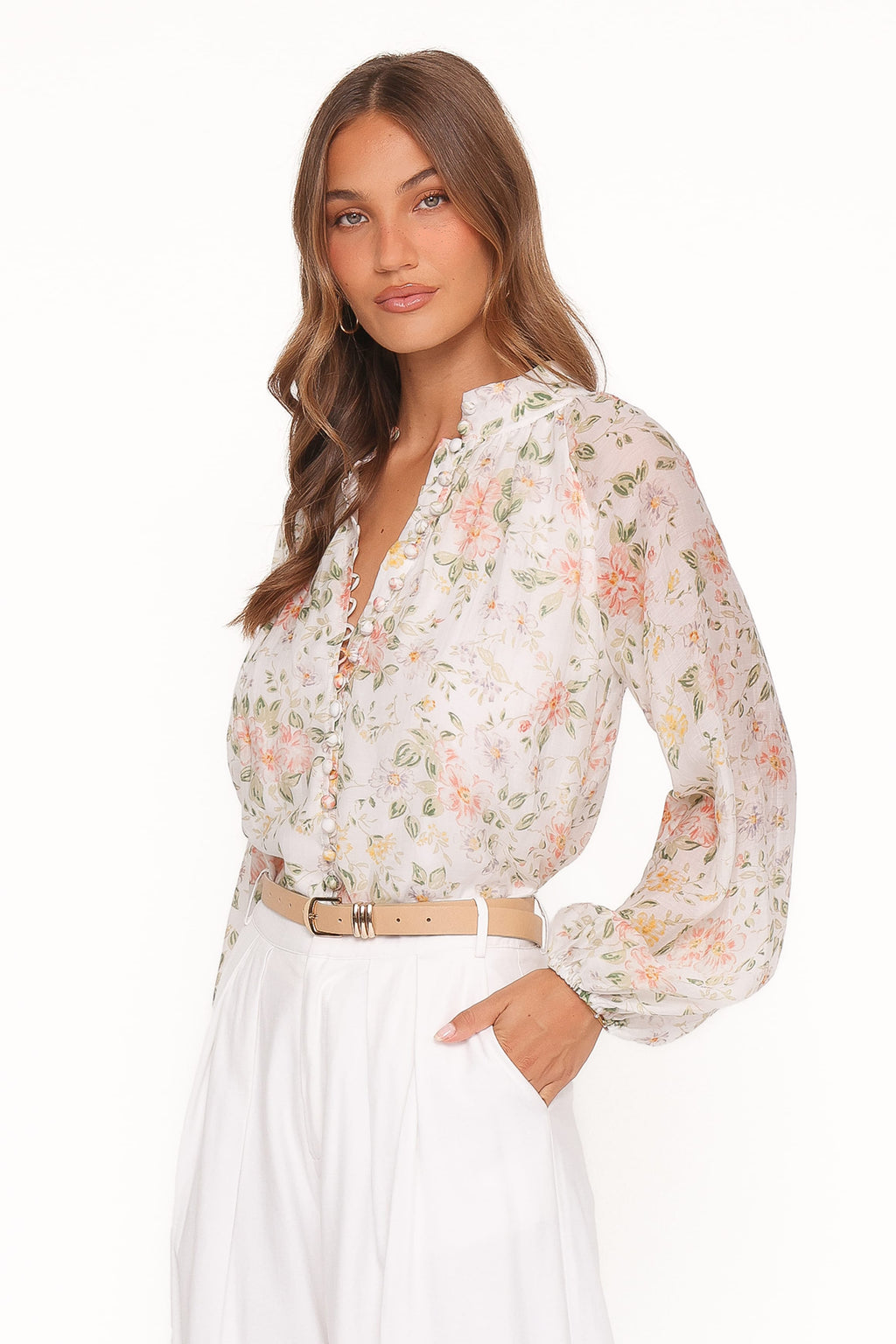 Petal and Pup USA TOPS Marni Top -  White Multi Floral